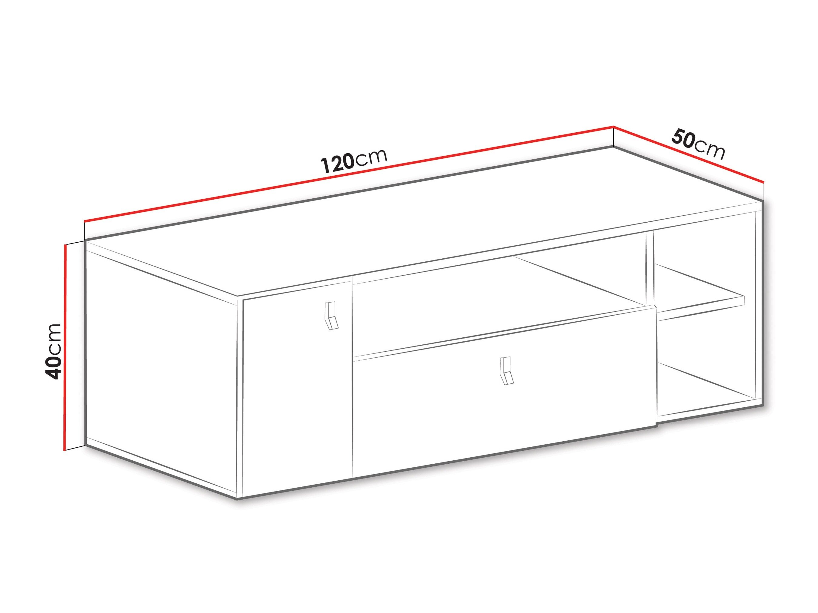 TV-meubel Camteso 108 (Zwart + Eiken + Beige)