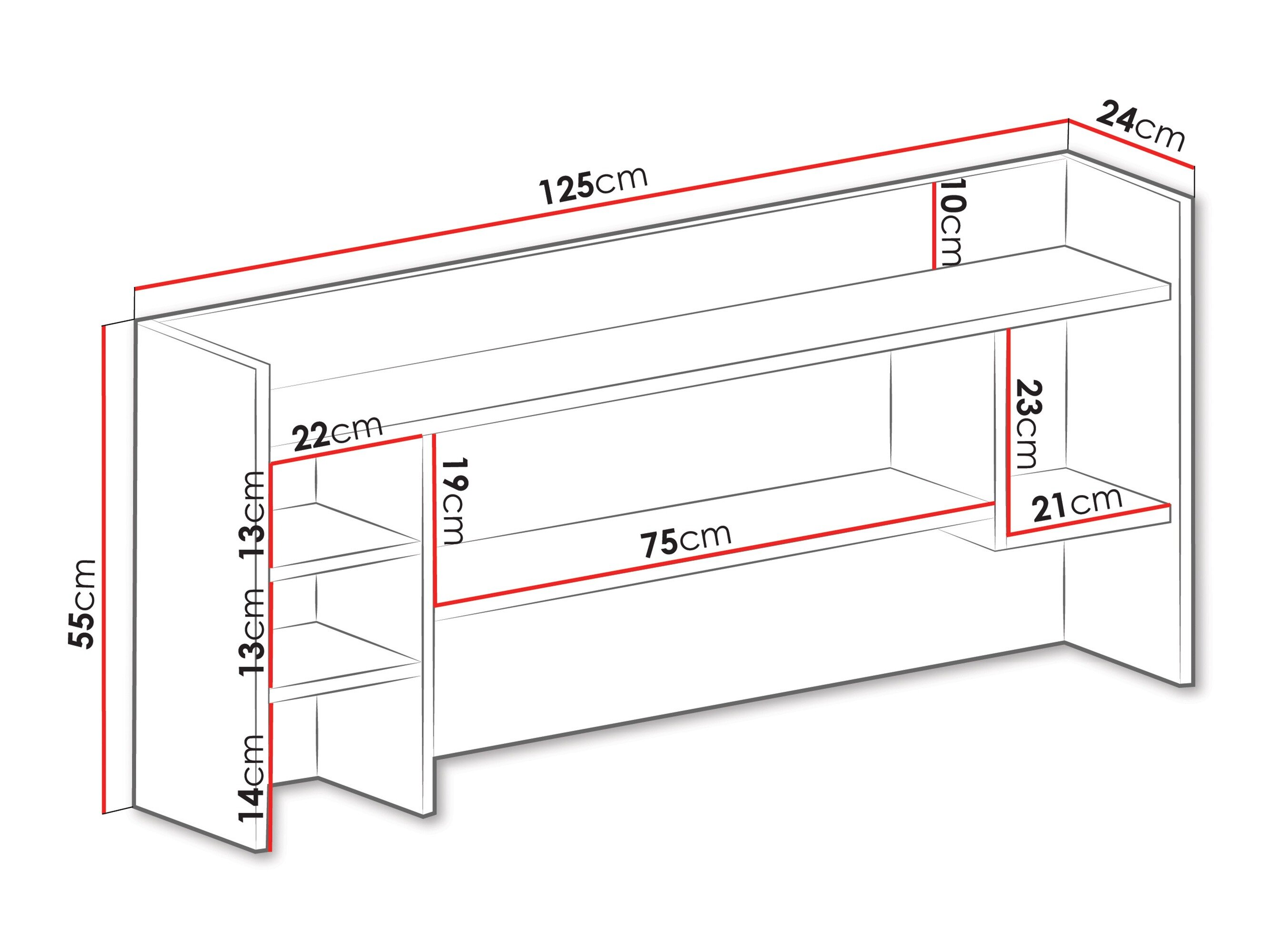 Wandplank Camteso 109 (Zwart + Eiken + Beige)