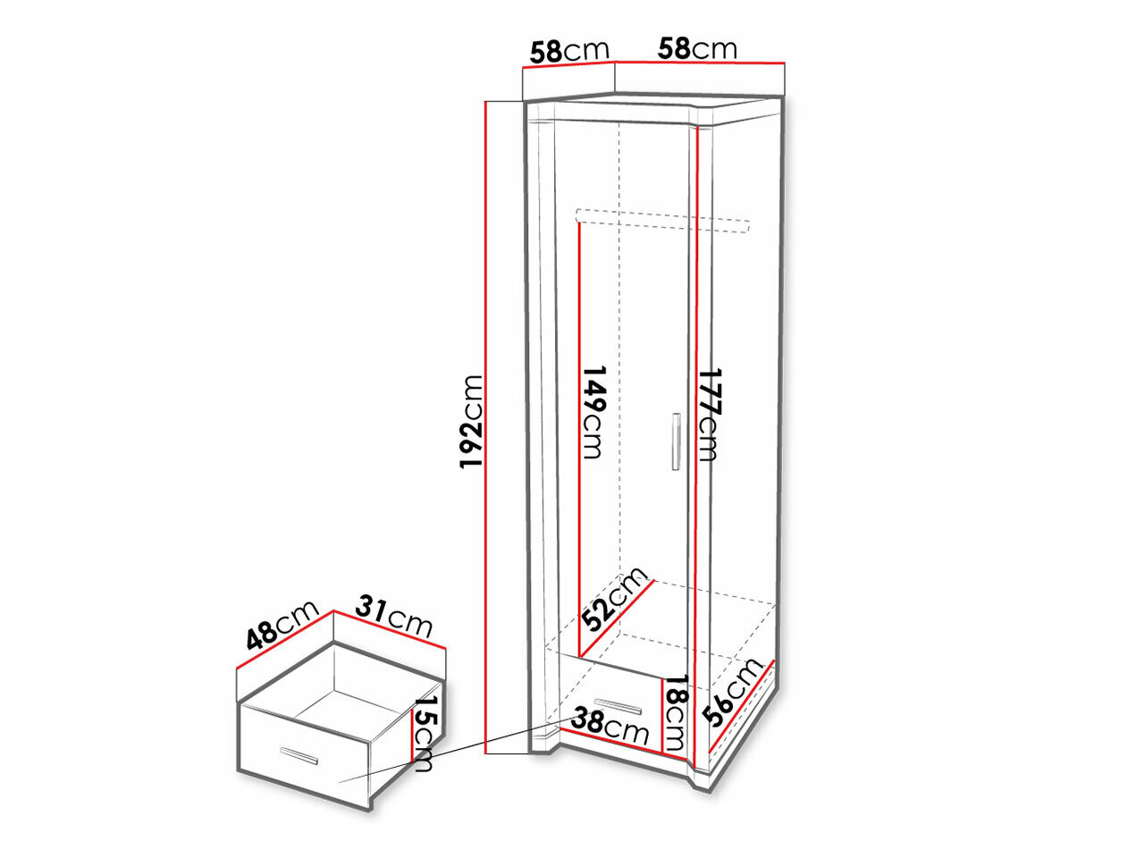 Garderobeskab Lorelie 117 (Sonoma eg)