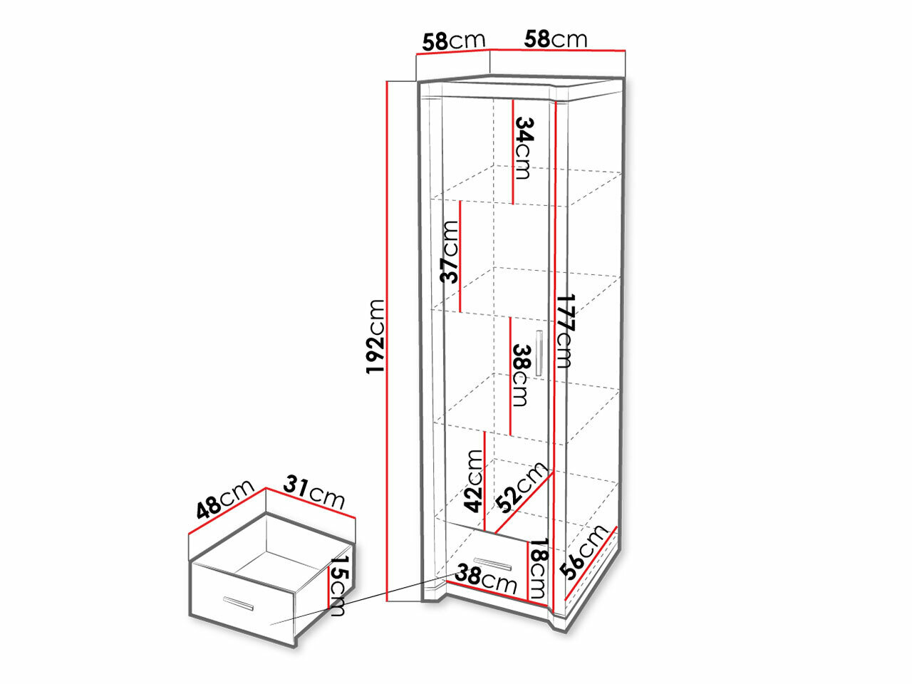Garderobeskab Lorelie 117 (Trøffel egetræ)