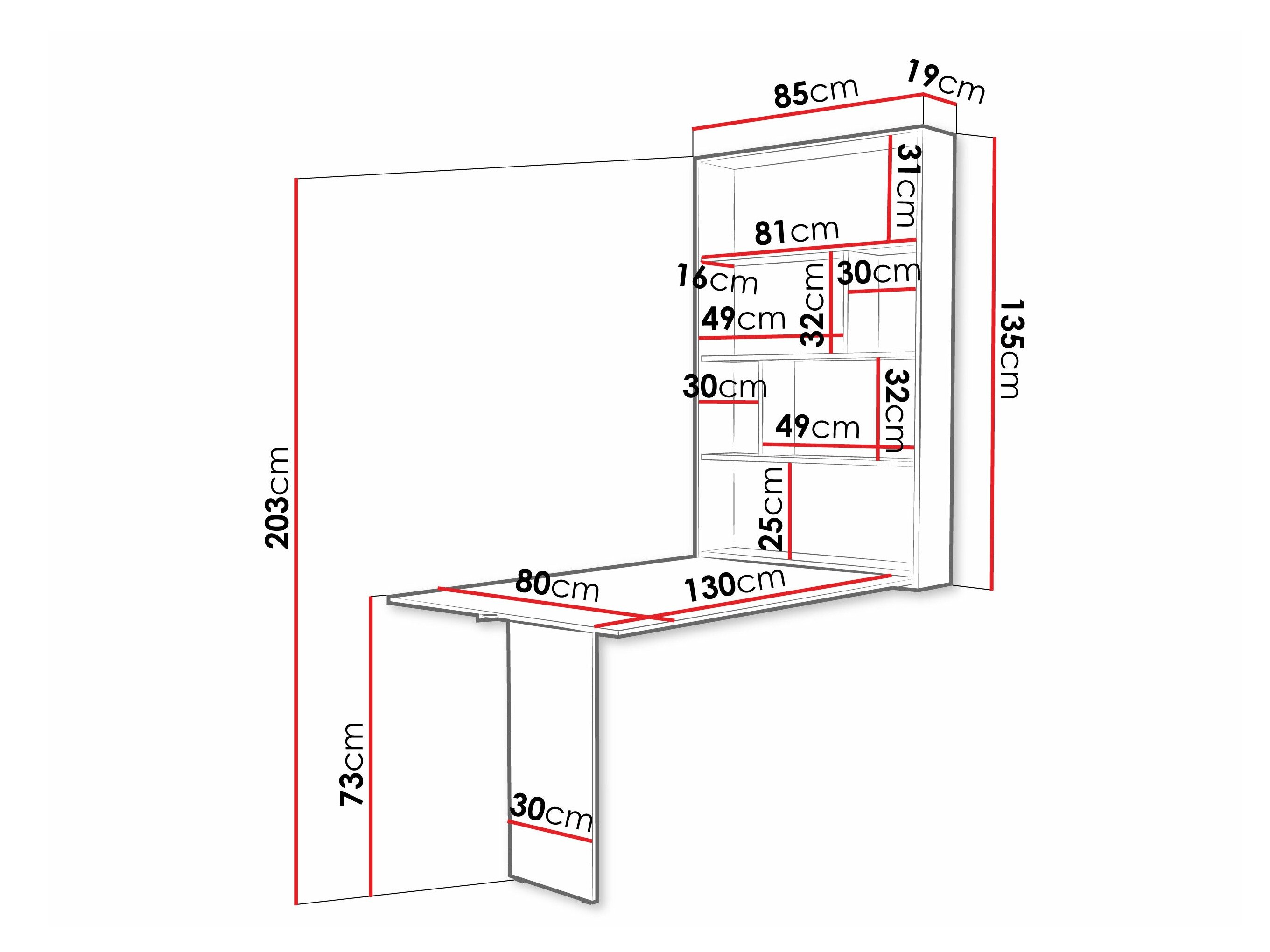 Klapbord Pinis III (Sort + Beton)