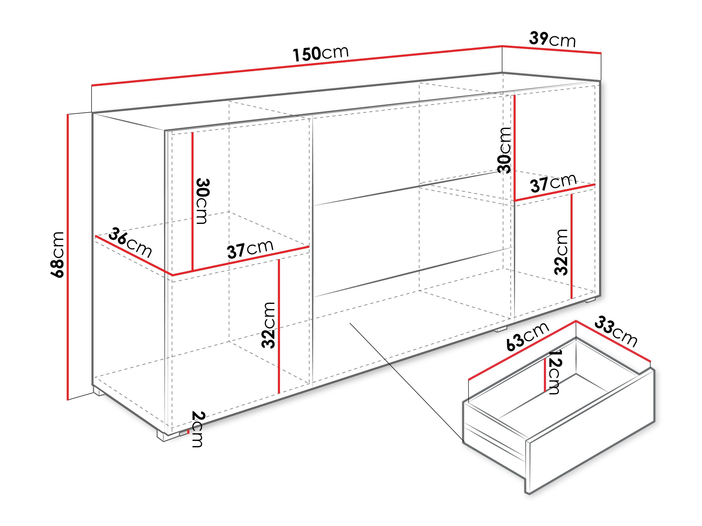 Kommode Sarasota 191 (Hvid + Glansfuld hvid)