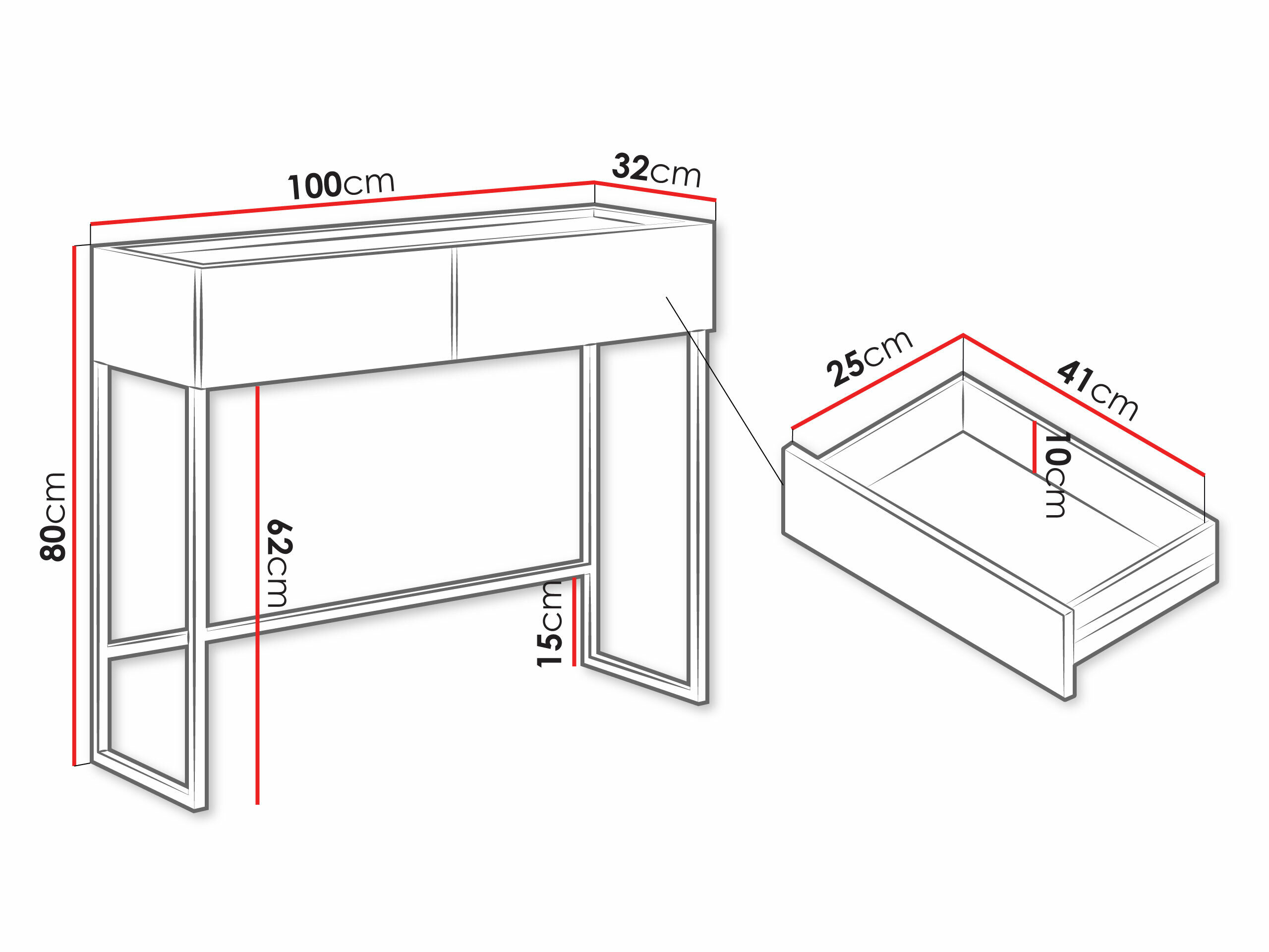 Konsolbord Lunole 103 (Artisan eg + Sort)