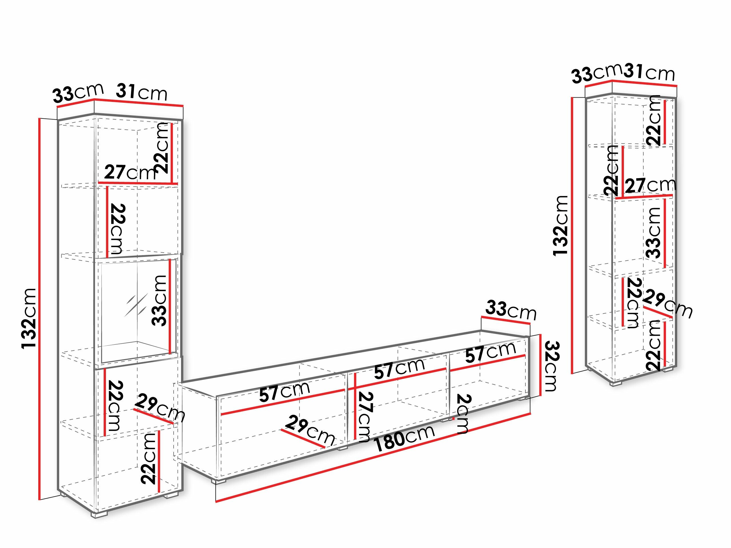 Woonkamerset Sarasota 193 (Wit + Glanzend wit)