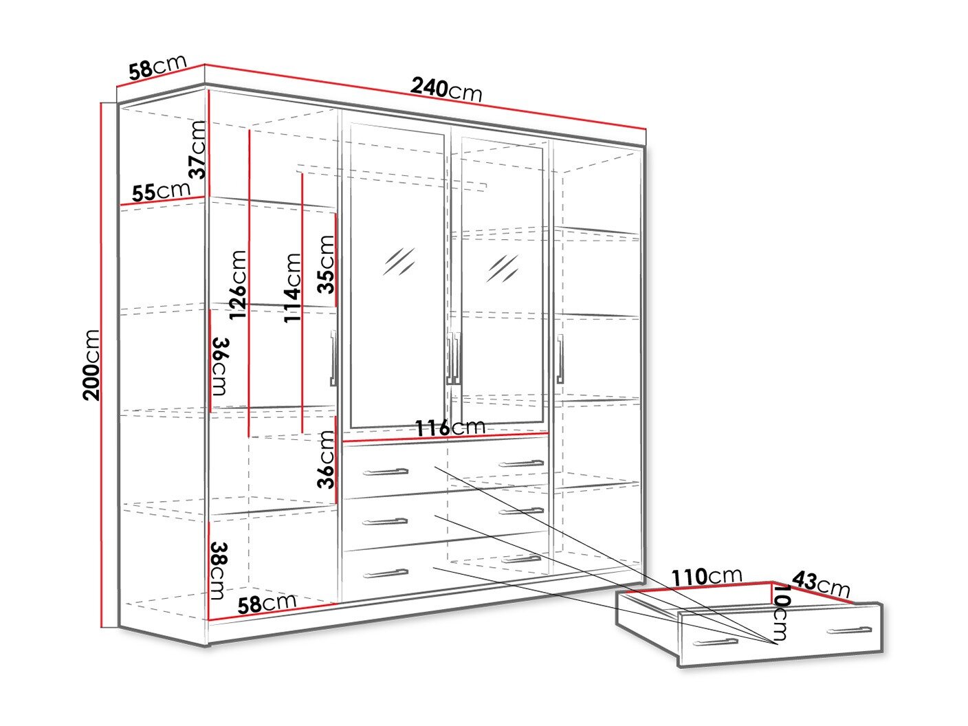 Garderobeskab Dortivu III (Nej)