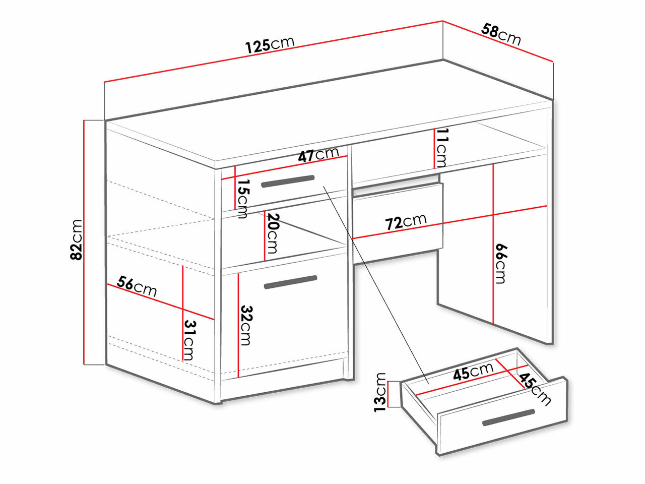 Skrivebord Dortivu (Sonoma eg)
