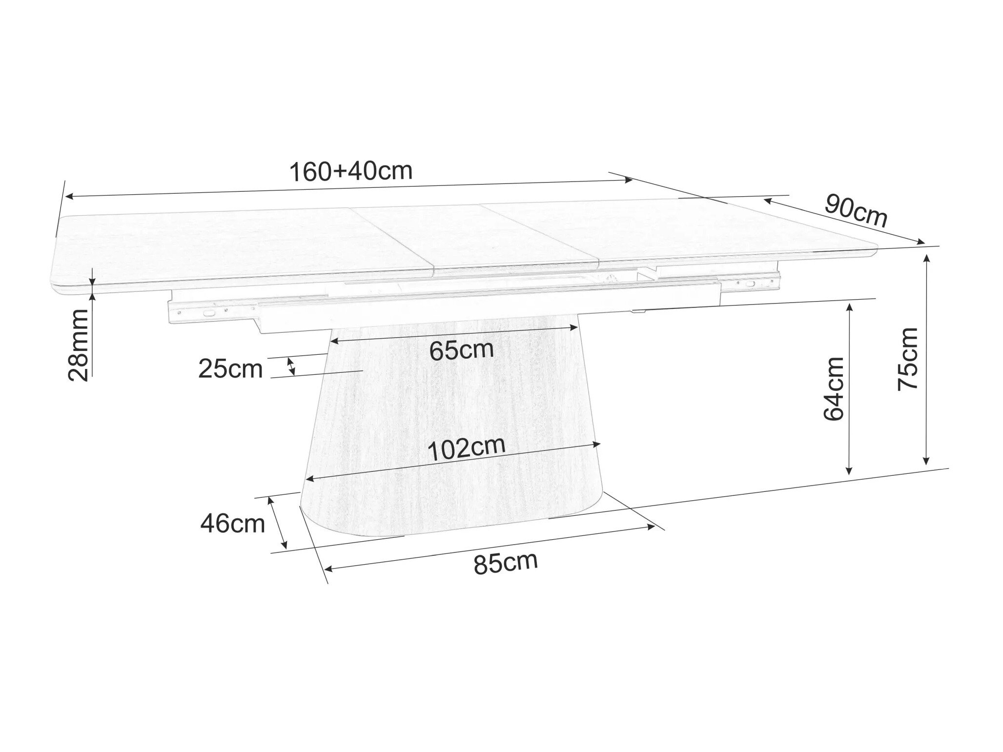 Bord Detroit 932 (Lys travertin + Egetræ)