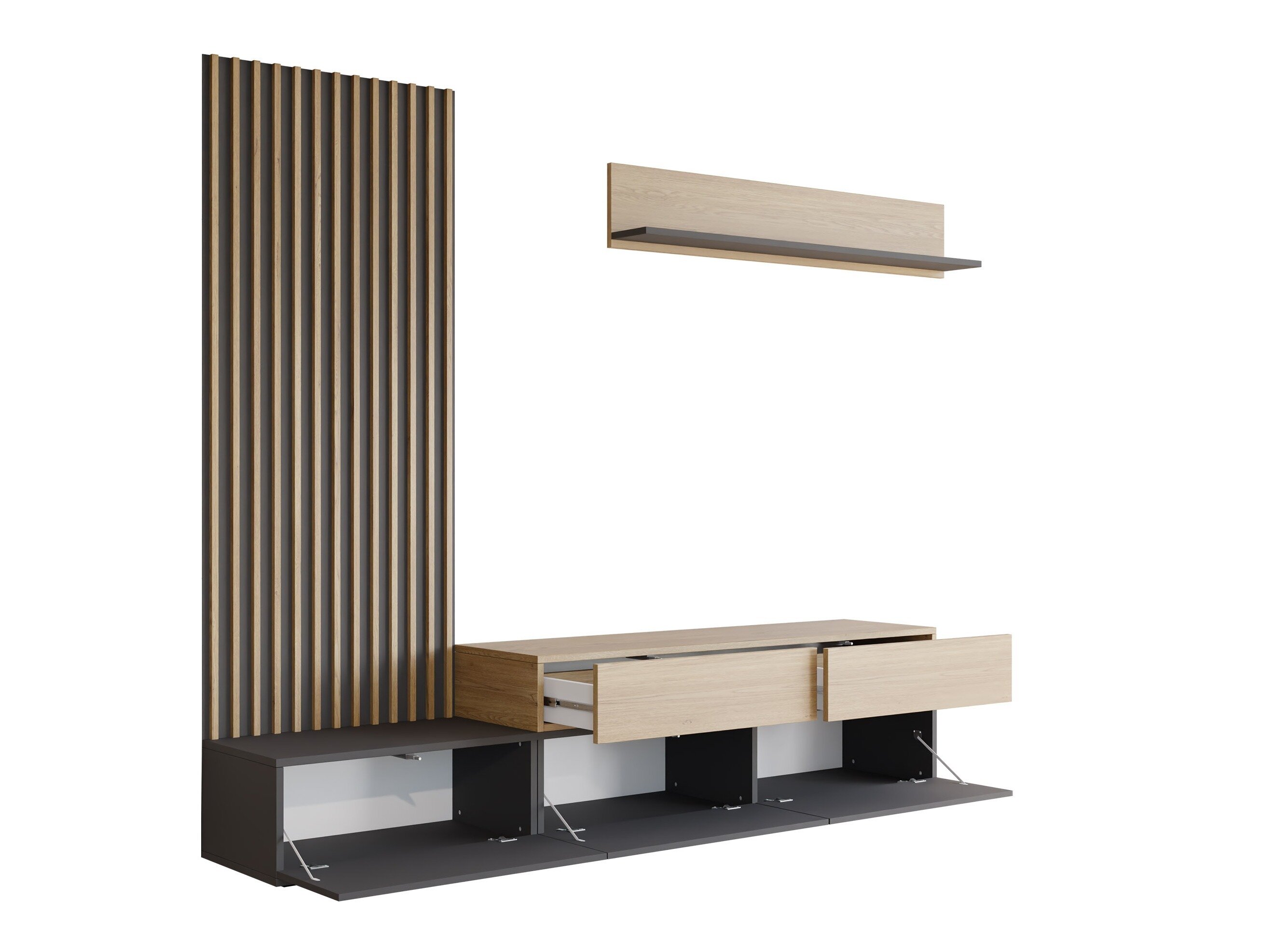 Stuemøbelsæt Comfivo Munium I (Hvid + Egetræ)