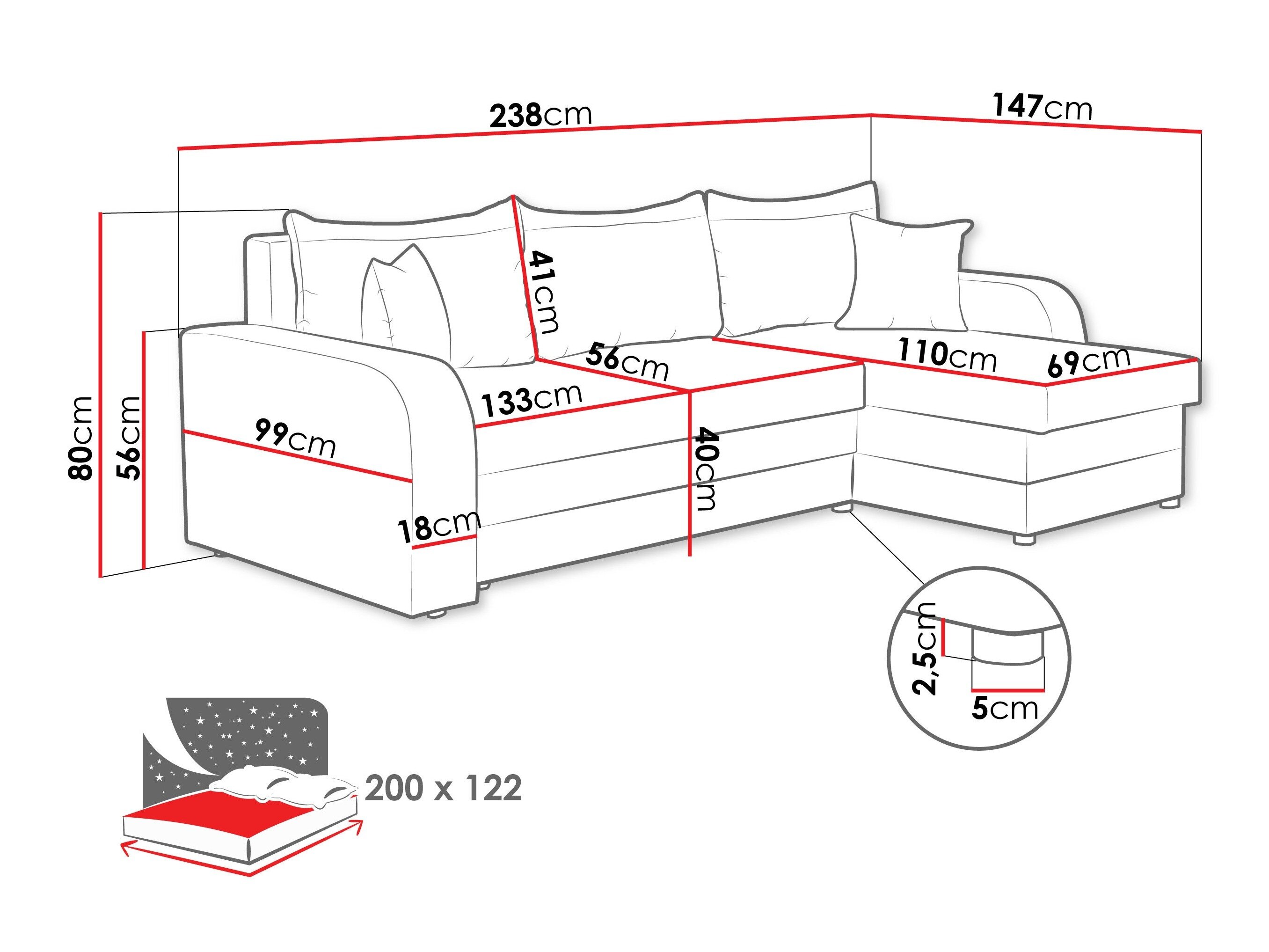 Hjørnesofa Comfivo 135 (Sandu 224.02)