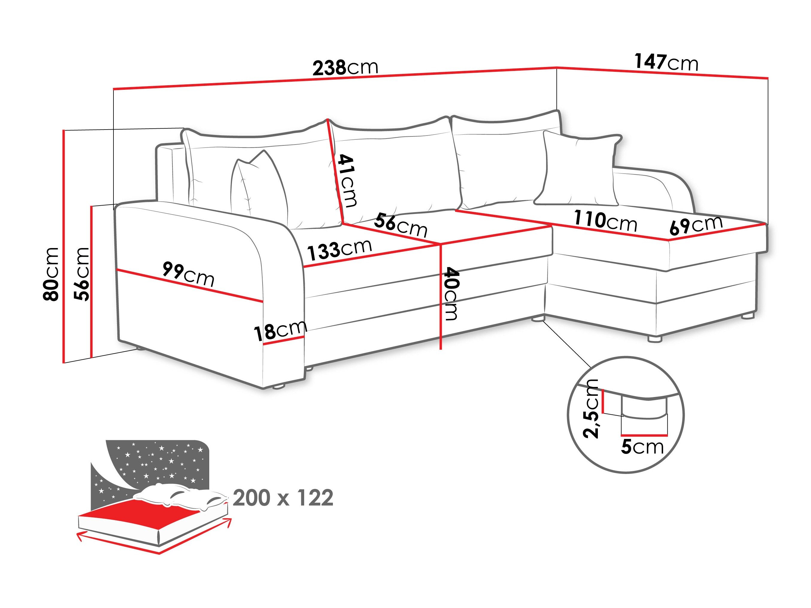 Hjørnesofa Comfivo Melissa (Flow 09)