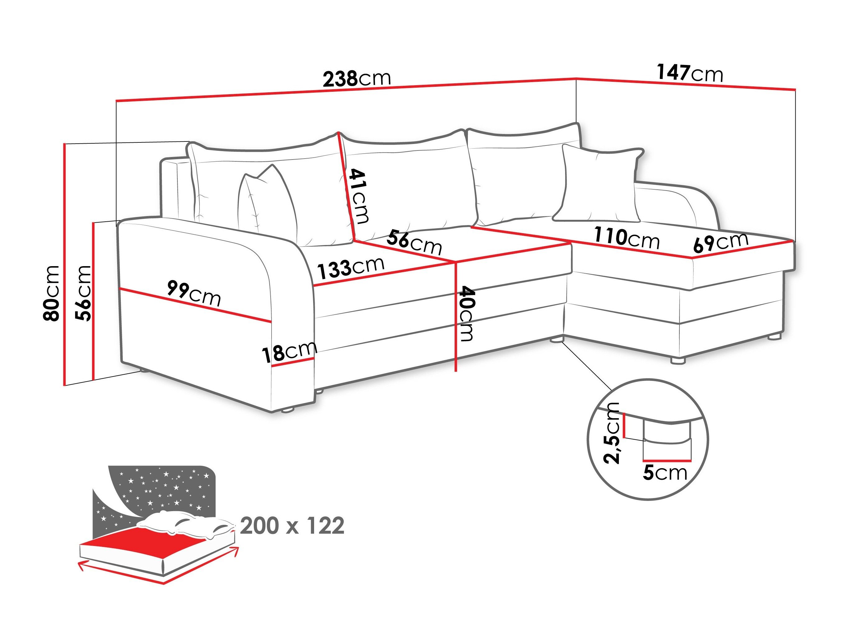 Hjørnesofa Comfivo Melissa (Lambi 07)