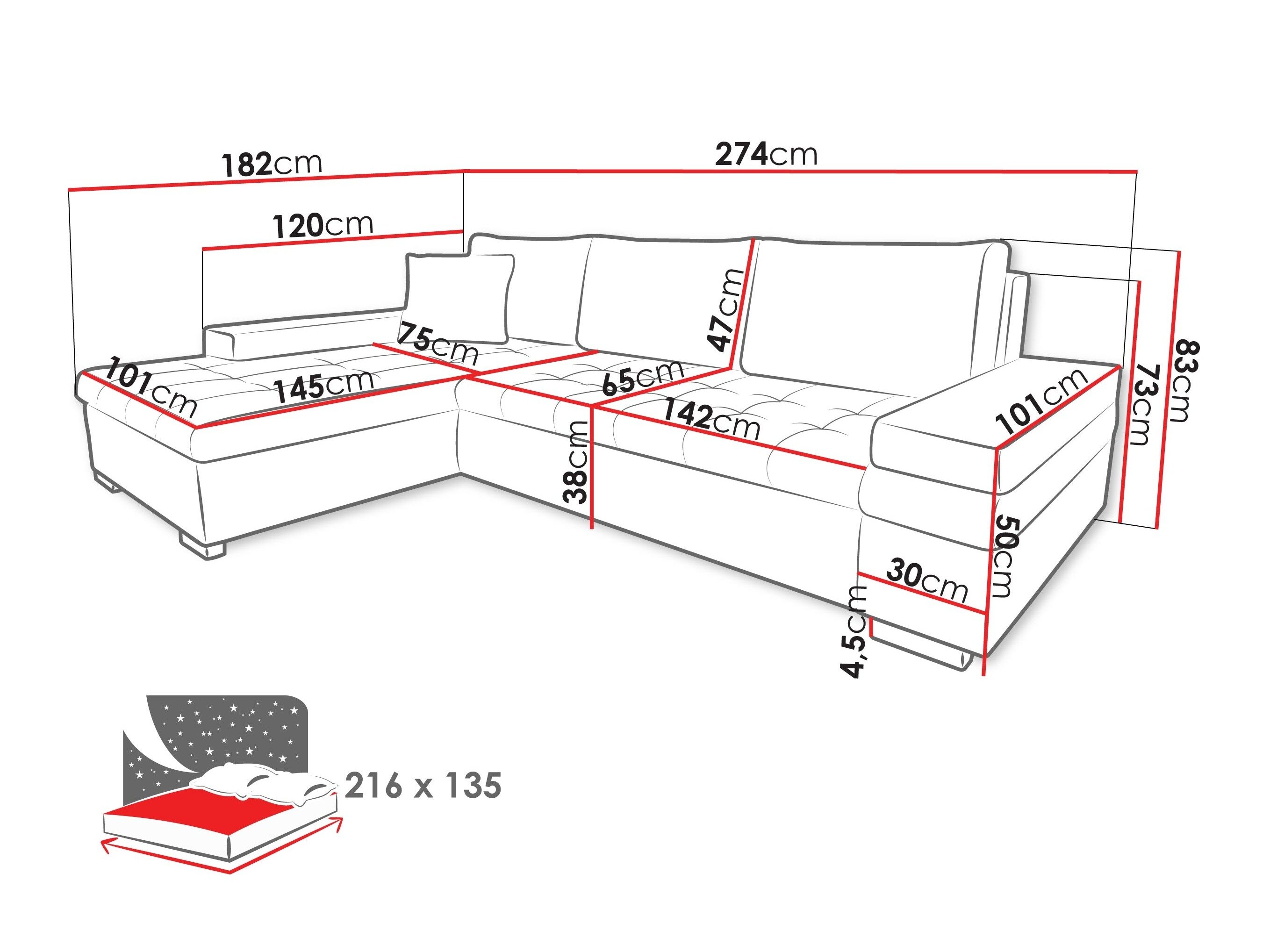 Hjørnesofa Comfivo 212 (Corbett 82)