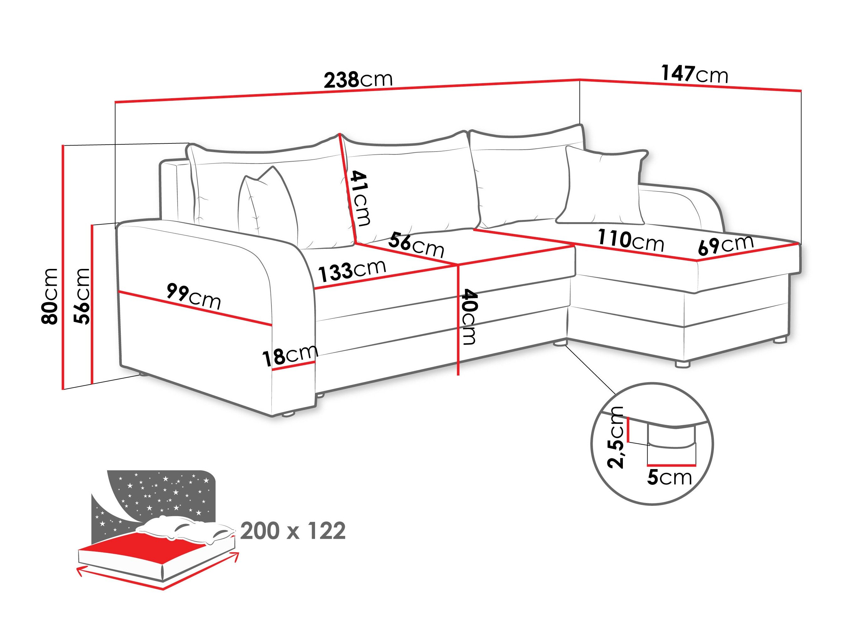 Hjørnesofa Comfivo Melissa (Cruz 99)