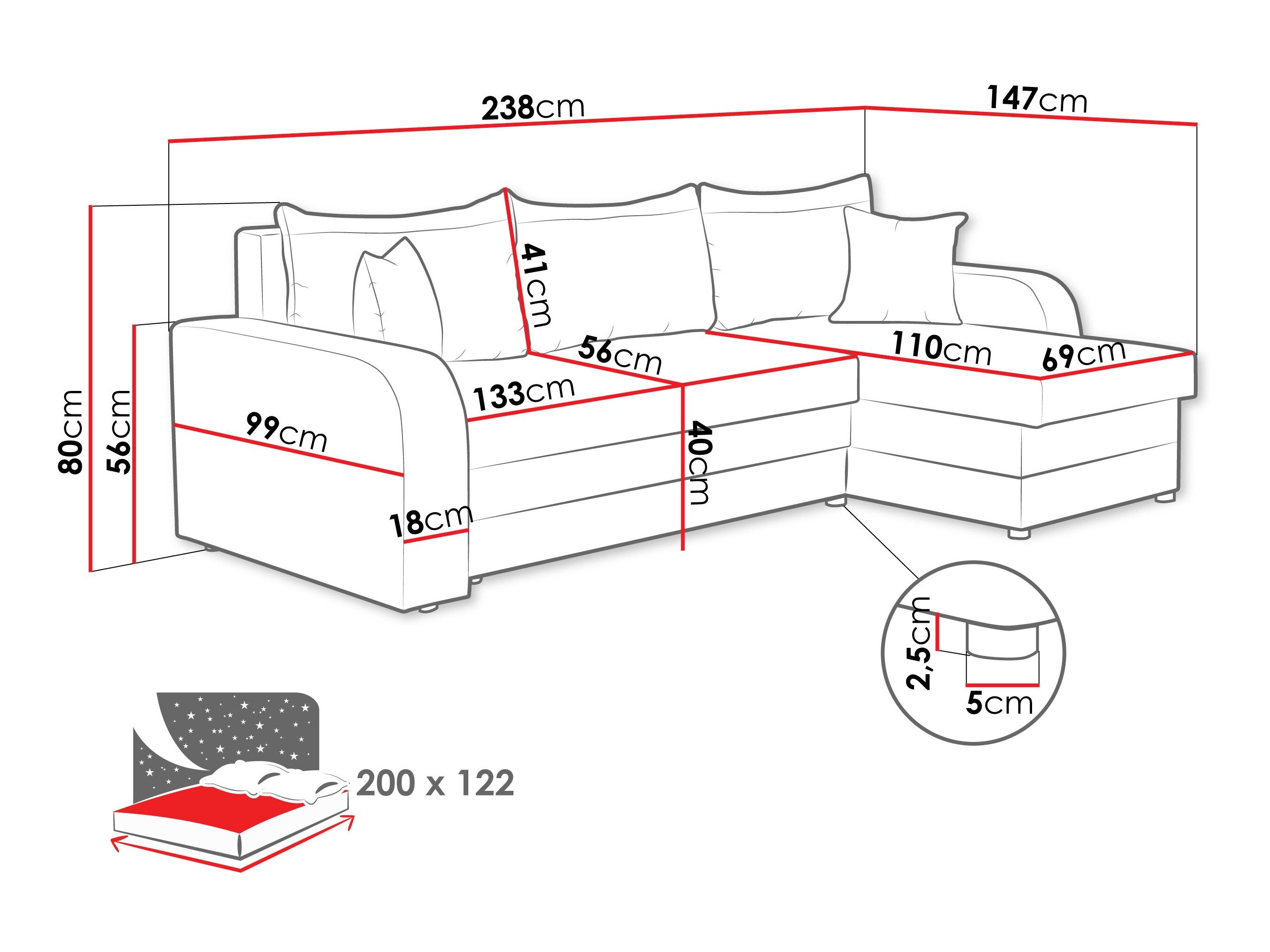 Hjørnesofa Comfivo Melissa (Nazar 225.05)