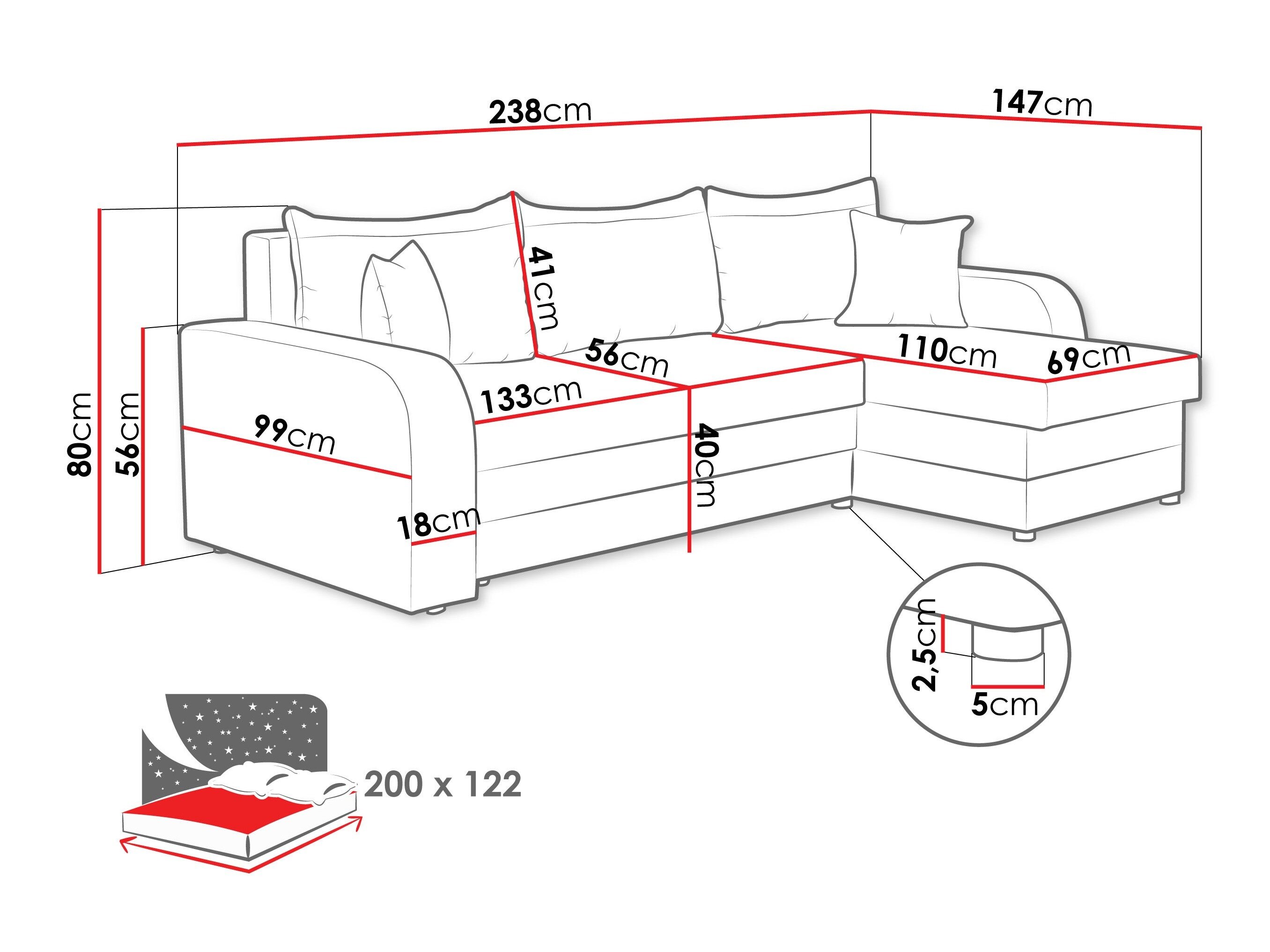 Hjørnesofa Comfivo Melissa (Velo 622)