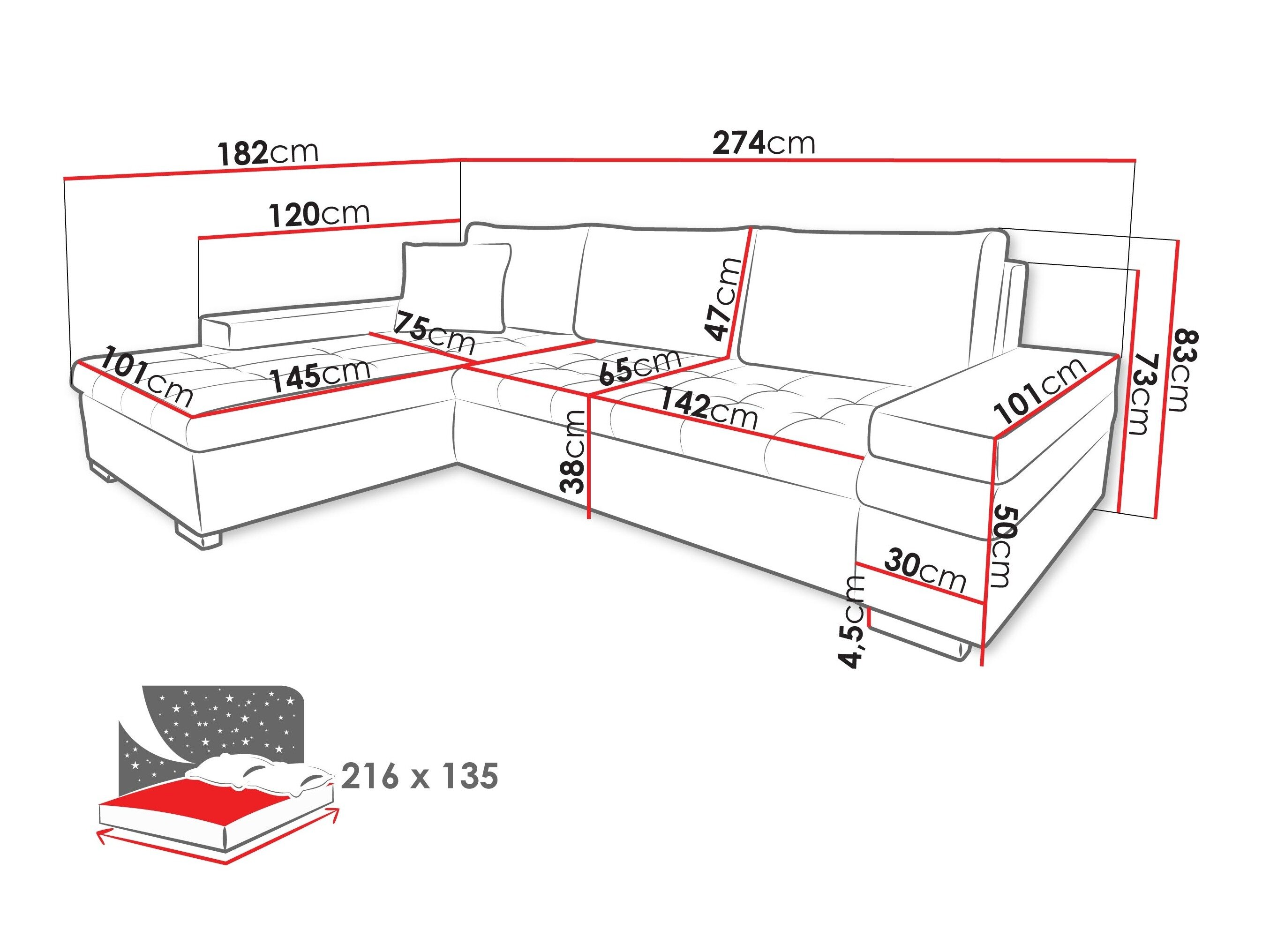 Hjørnesofa Comfivo Olivetum III (Piaingen 17 + Mokka 82)