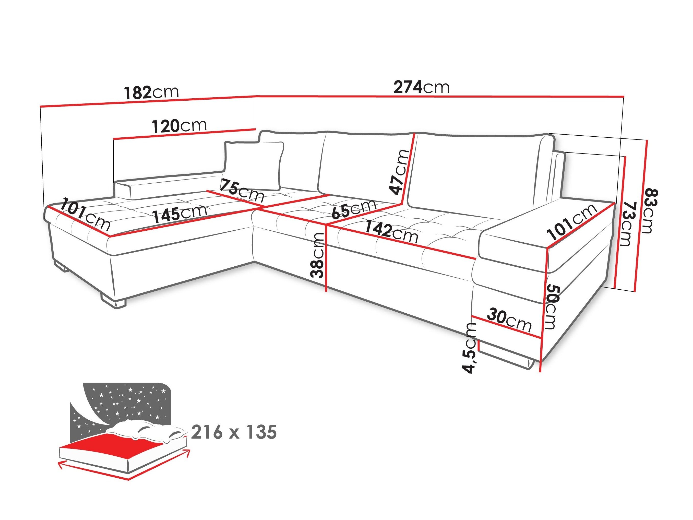 Hjørnesofa Comfivo Olivetum III (Piaingen 26 + Piaingen 13)