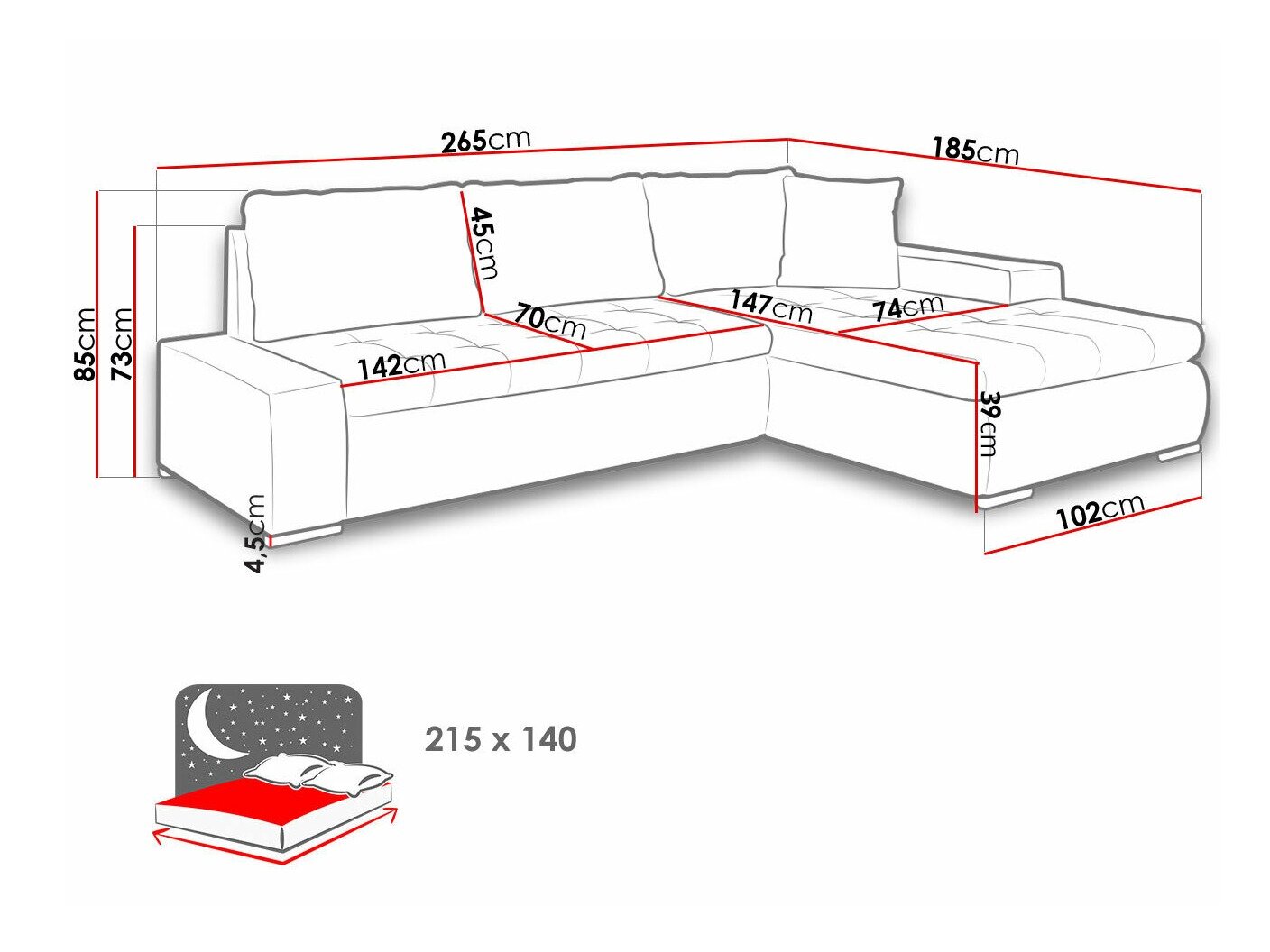 Canapé d'angle Comfivo Nitor I (Soft 017 + Lux 06)
