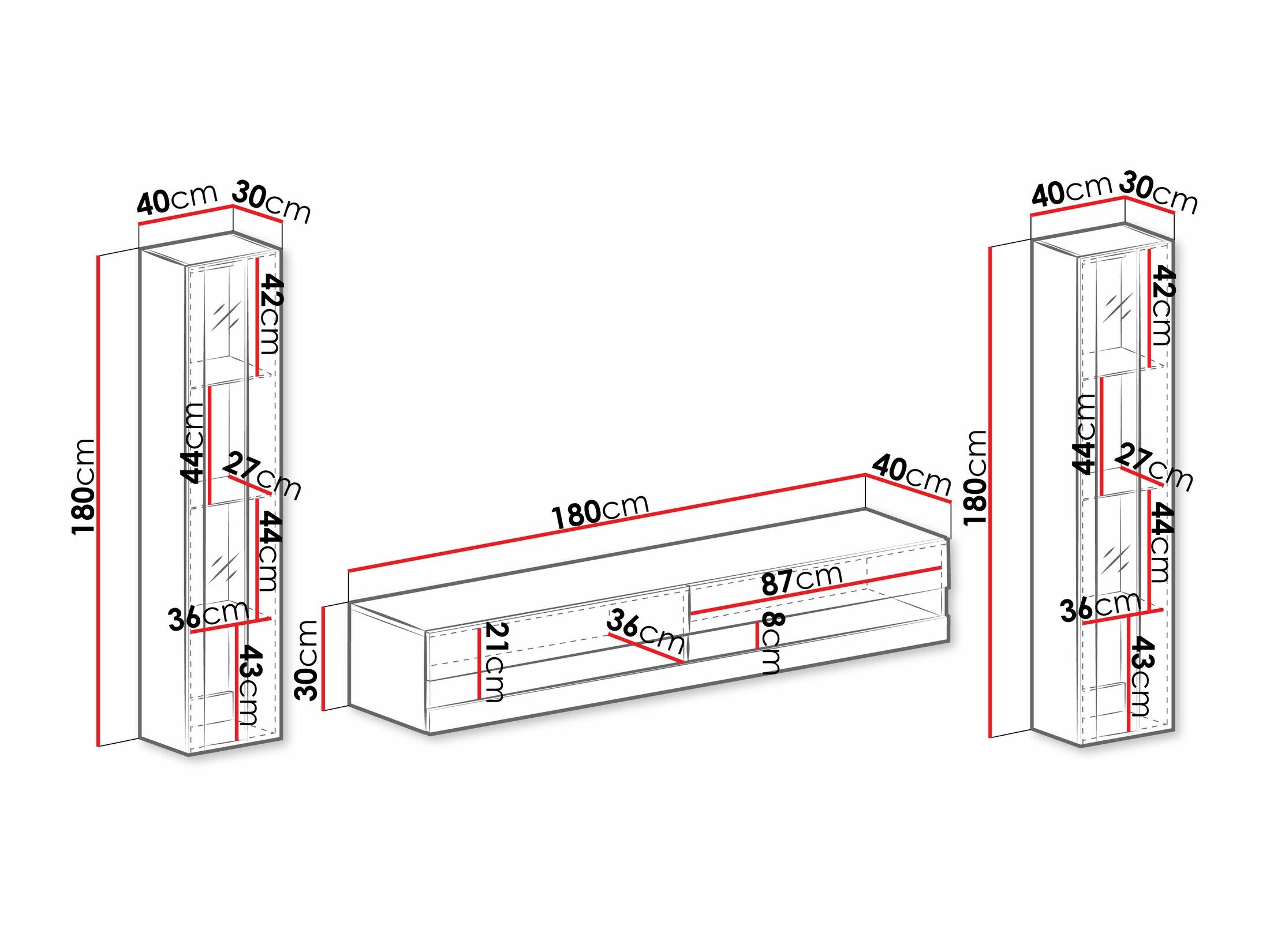 Stuemøbelsæt Venenou 112 (Sort + Blank sort)