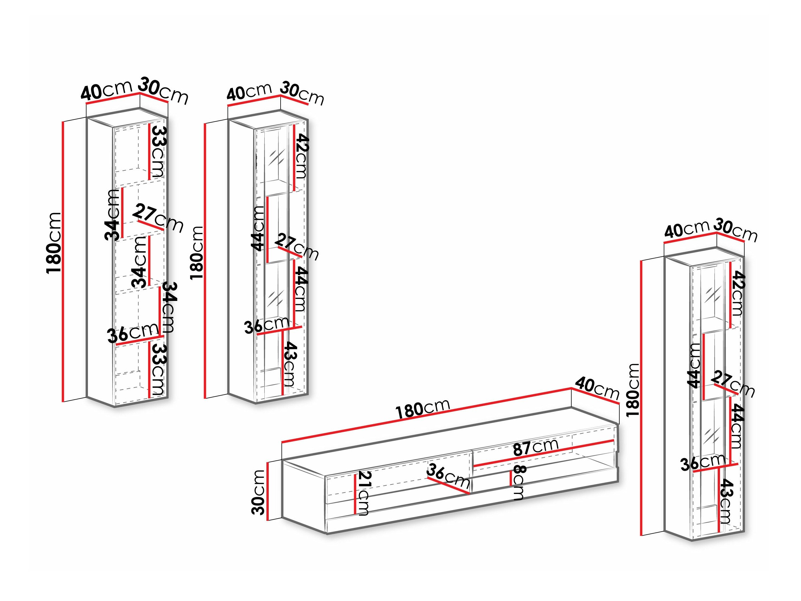 Stuemøbelsæt Venenou 116 (Sort + Blank sort)