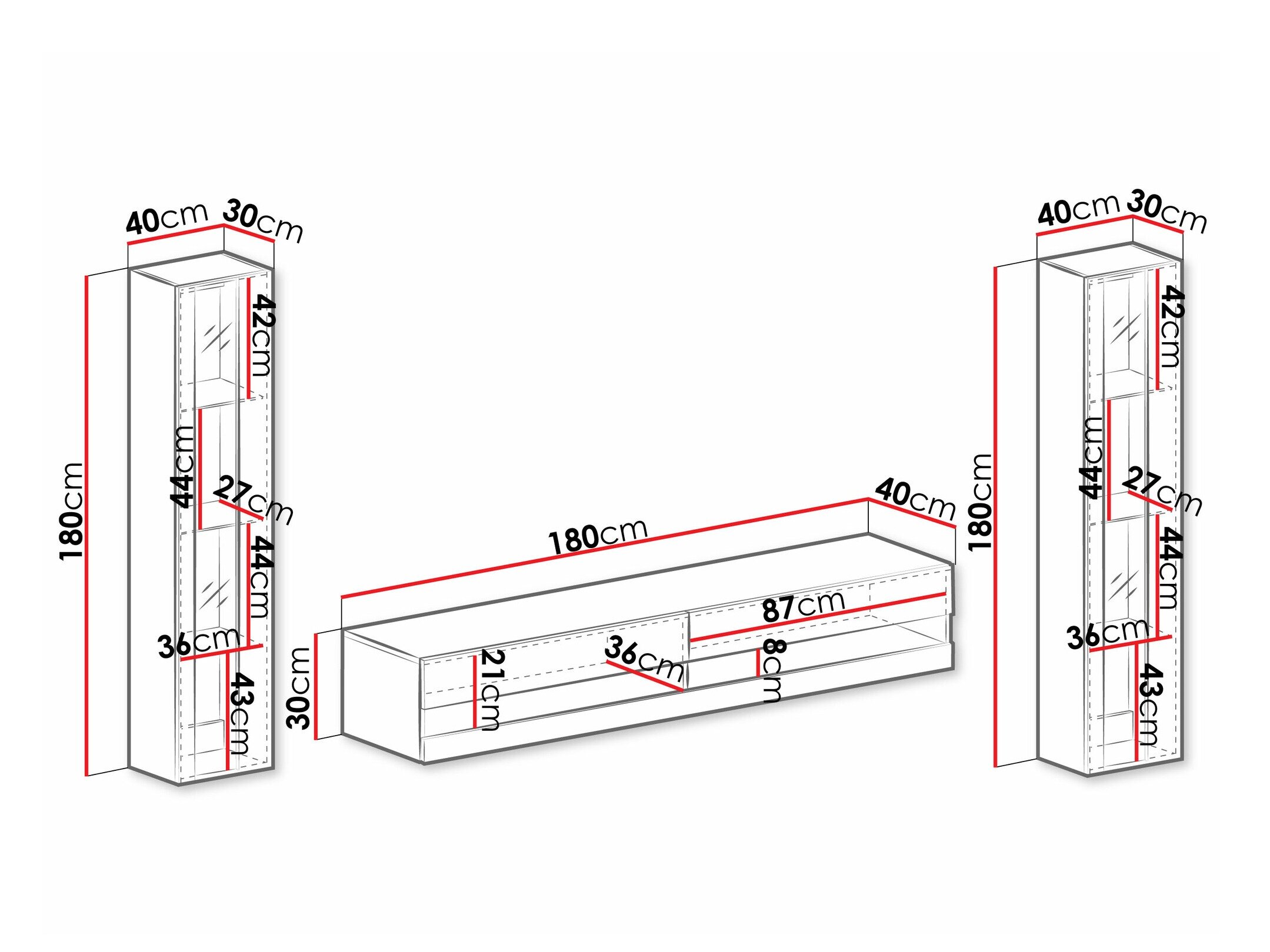 Stuemøbelsæt Vilrin V (Hvid + Glansfuld hvid)