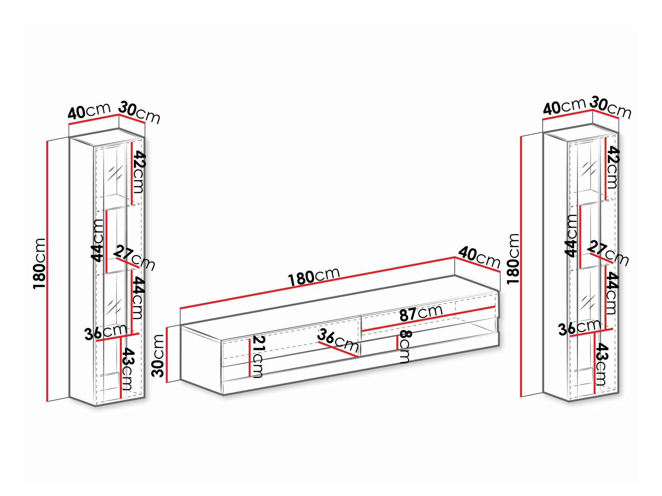 Stuemøbelsæt Vilrin V (Hvid + Glansfuld hvid)
