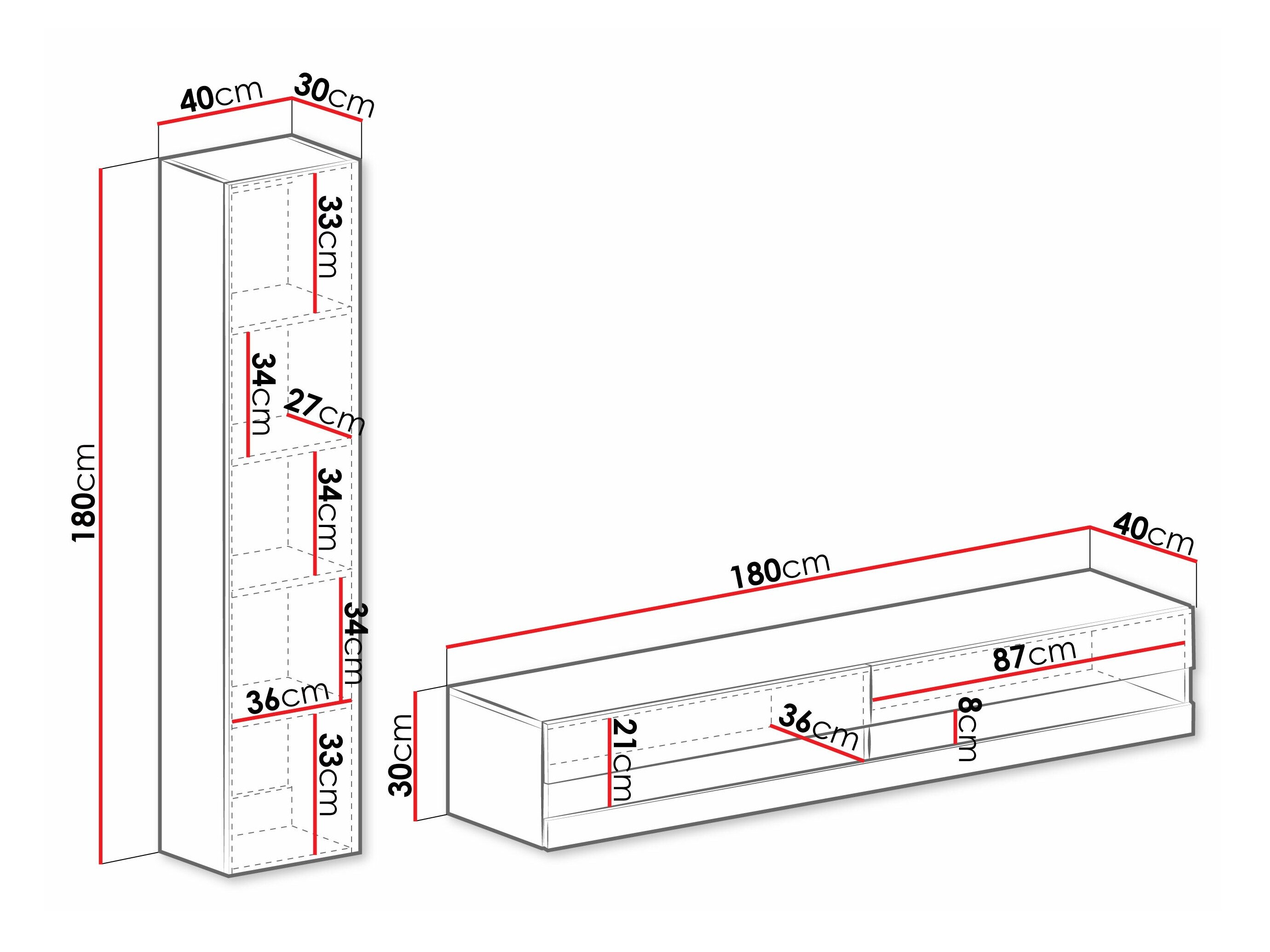 Stuemøbelsæt Vilrin VI (Hvid + Glansfuld hvid)