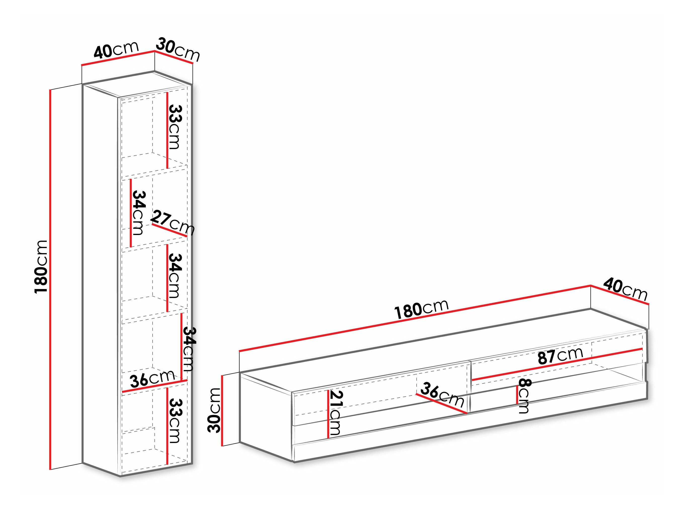 Stuemøbelsæt Vilrin VI (Hvid + Glansfuld hvid)