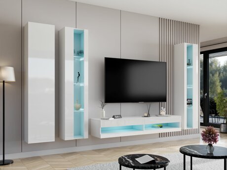 Stuemøbelsæt Vilrin VII (Hvid + Glansfuld hvid)