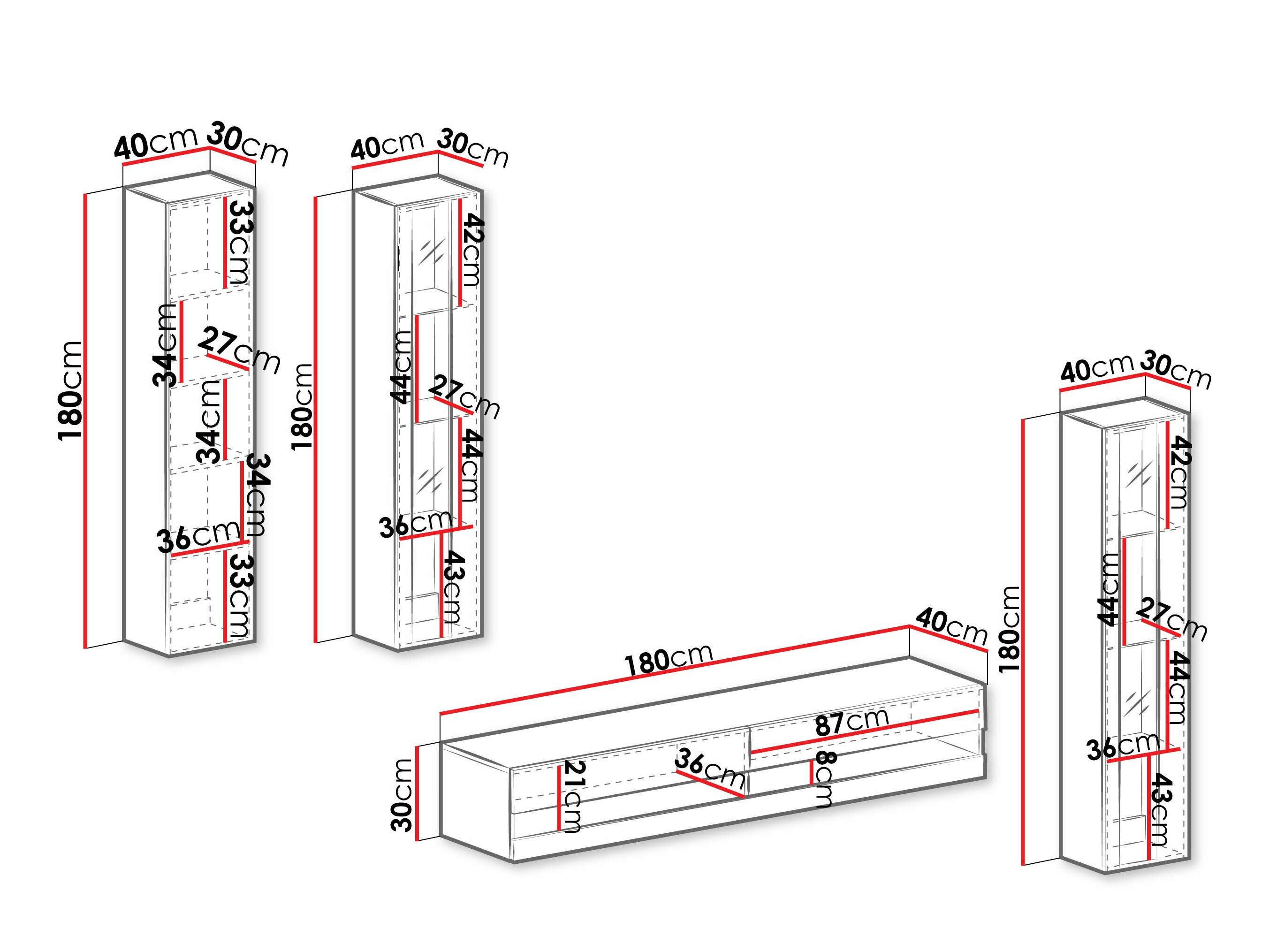 Stuemøbelsæt Vilrin VII (Hvid + Glansfuld hvid)