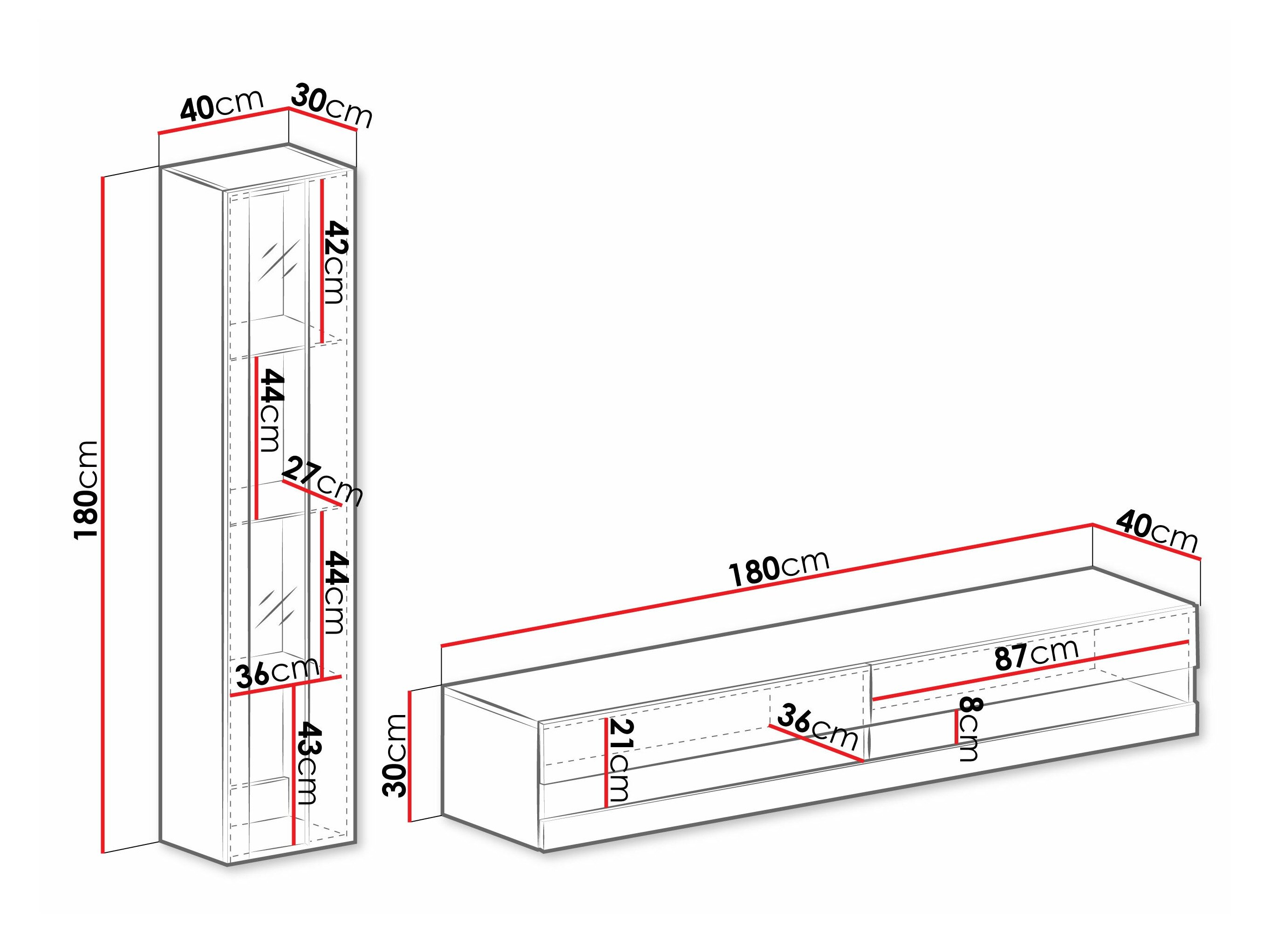 Stuemøbelsæt Vilrin VIII (Hvid + Glansfuld hvid)