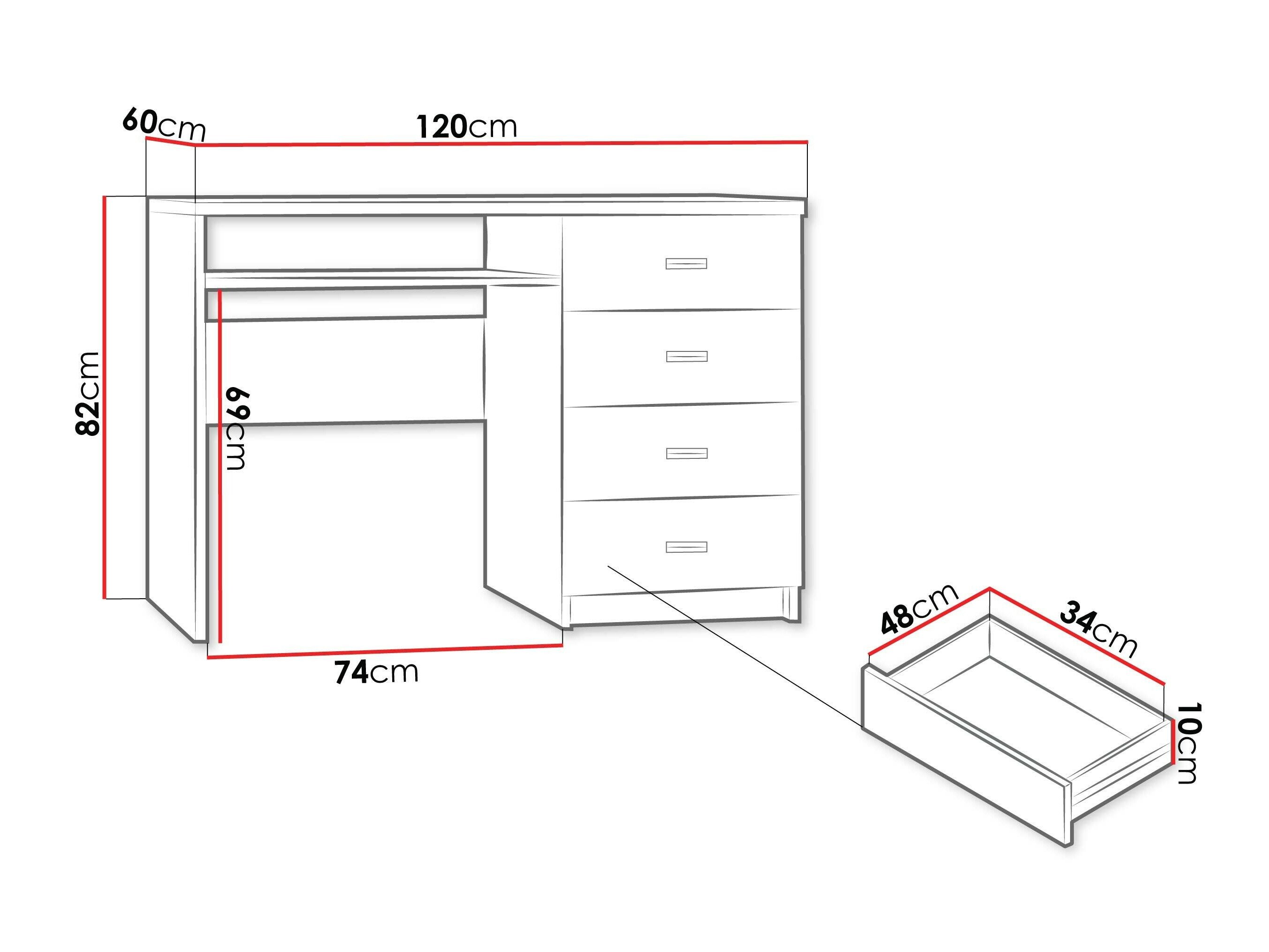 Skrivebord Serfeno 114 (Mørk aske)