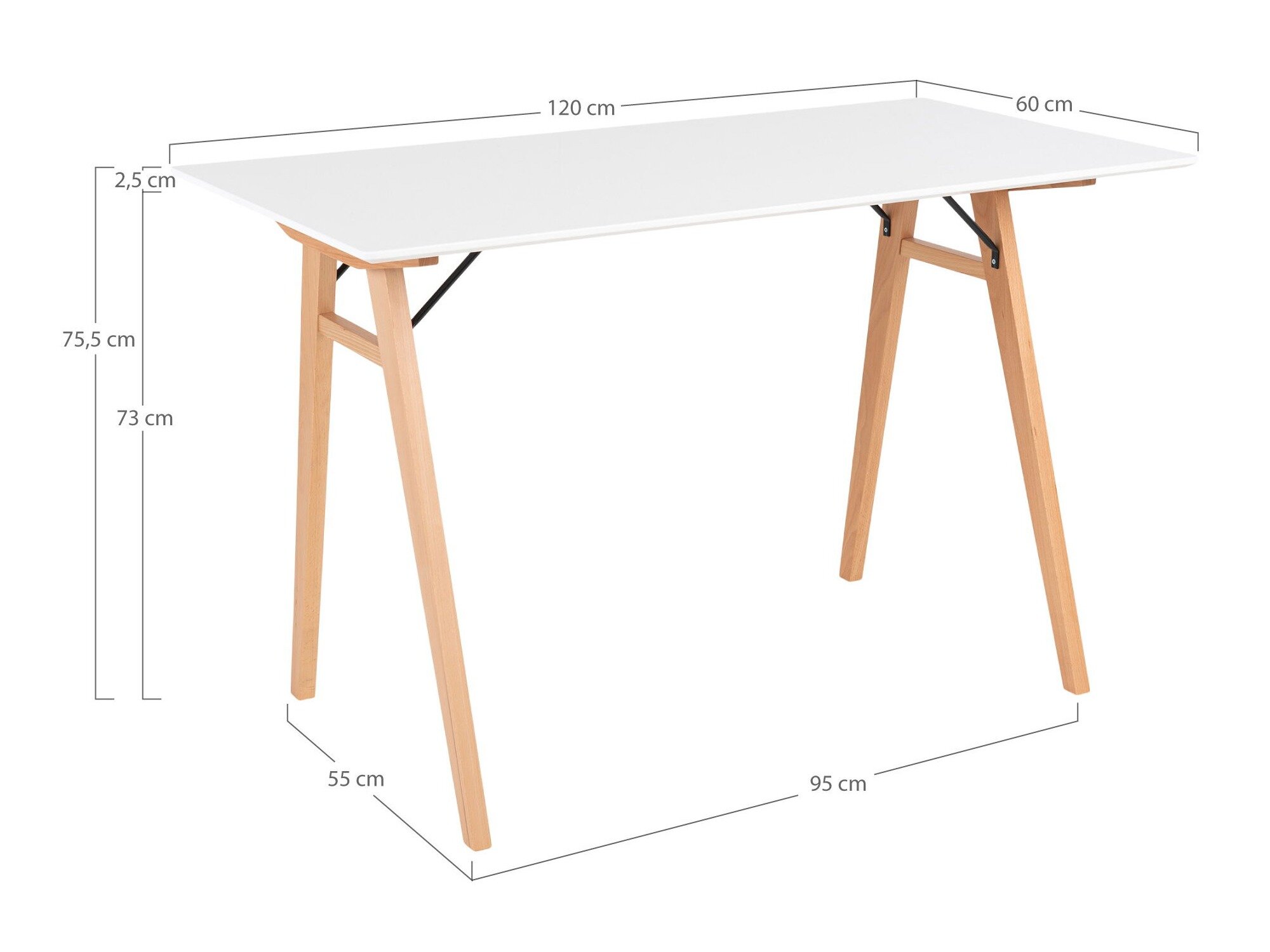 Bürotisch Brea 109 (Weiss + Eichenholzoptik)