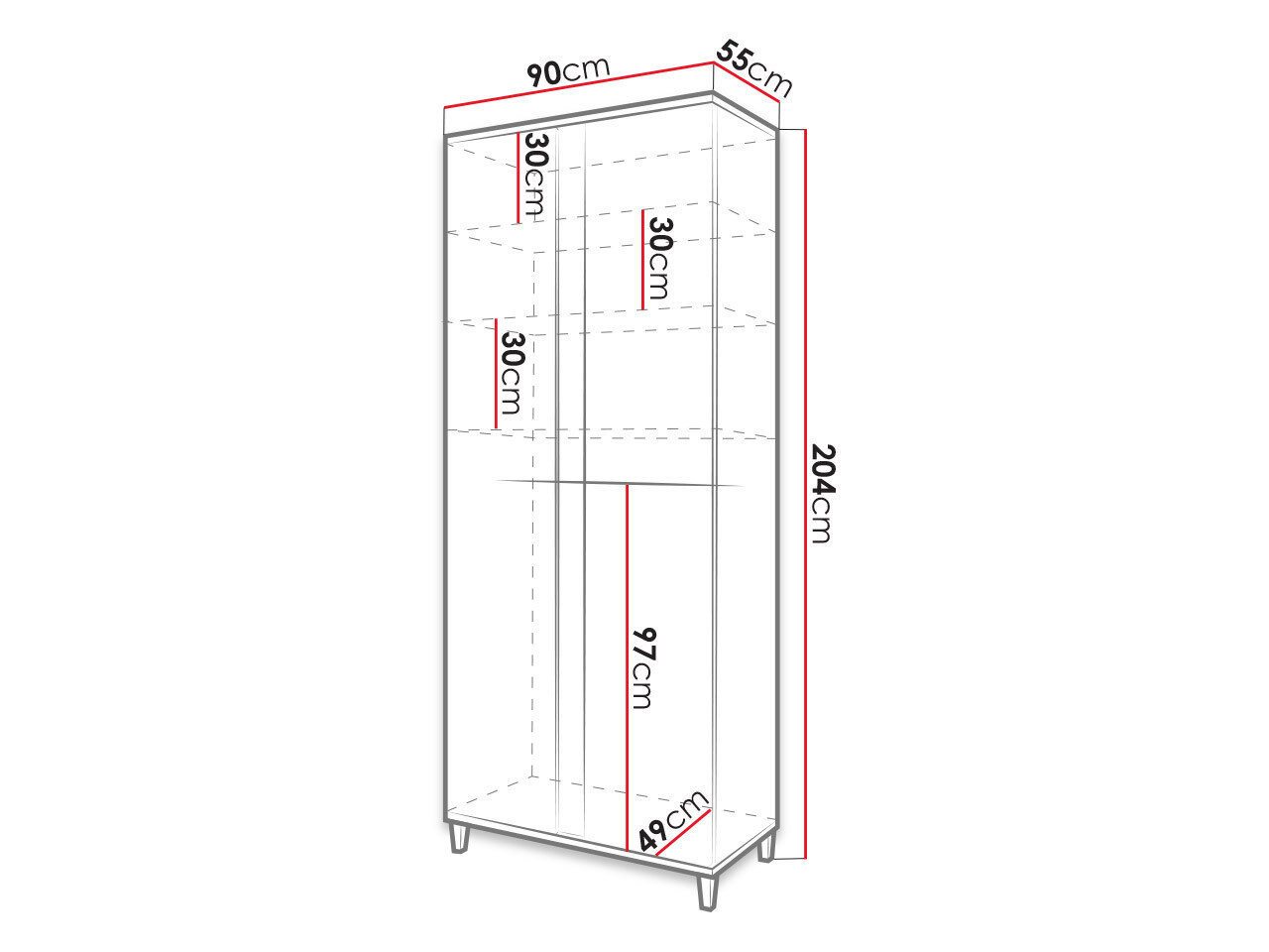 Garderobeskab Livseri 114 (Hvid + Glansfuld hvid + Lyst træ)