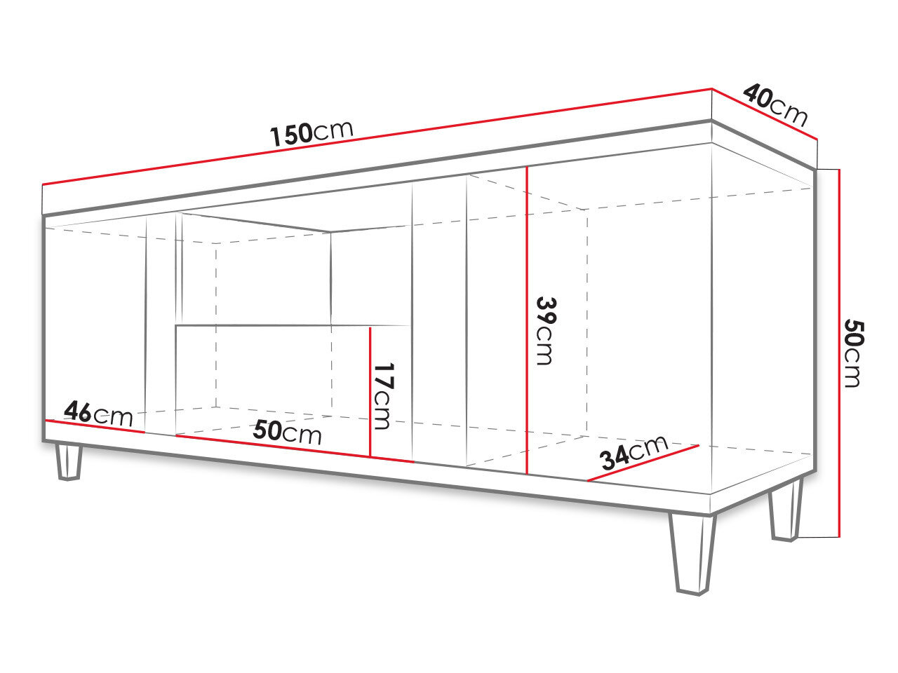 TV-bord Florem (Hvid + Glansfuld hvid + Lyst træ)