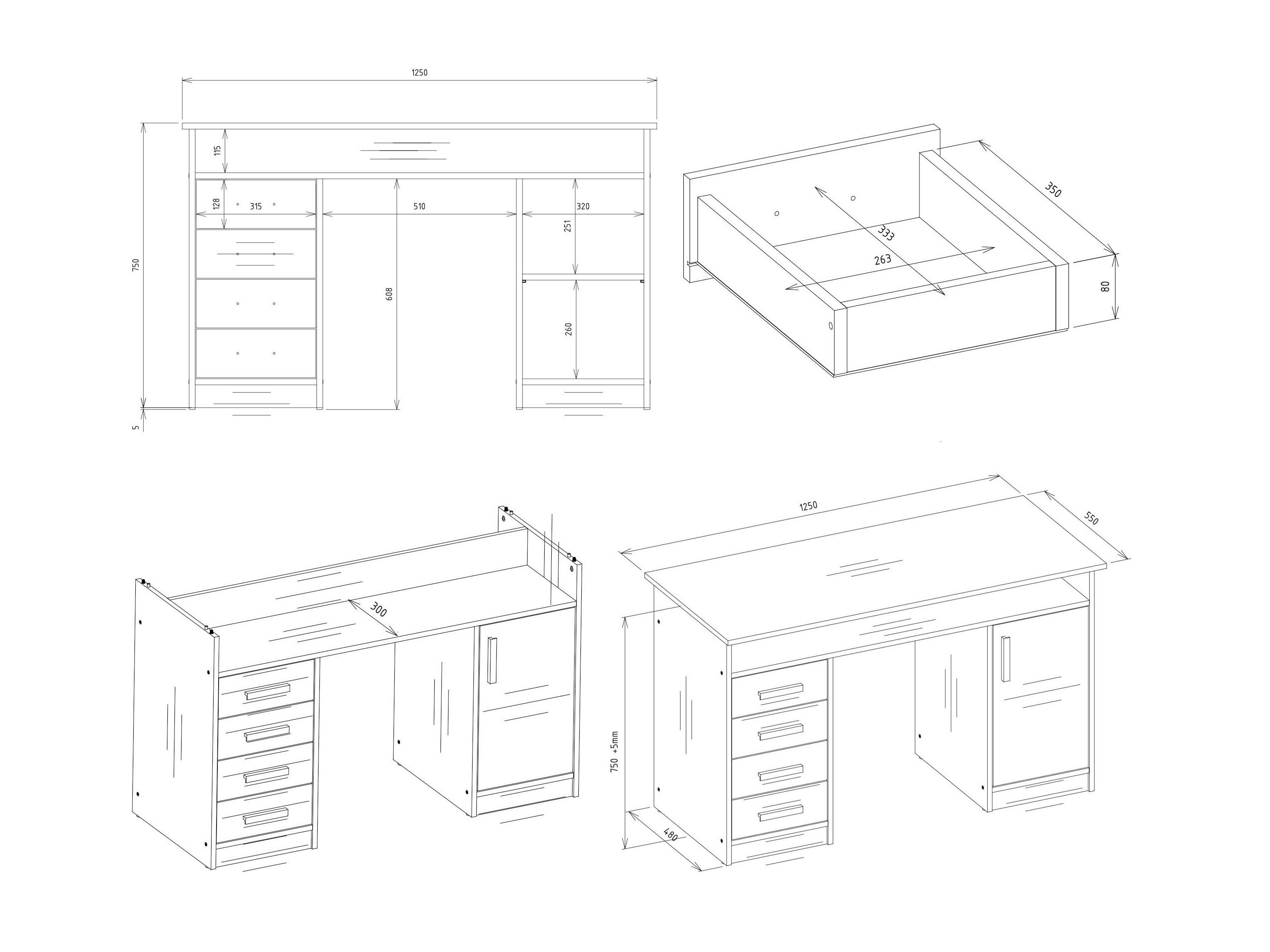 Skrivebord Mandeville 329 (Artisan eg + Antracit)