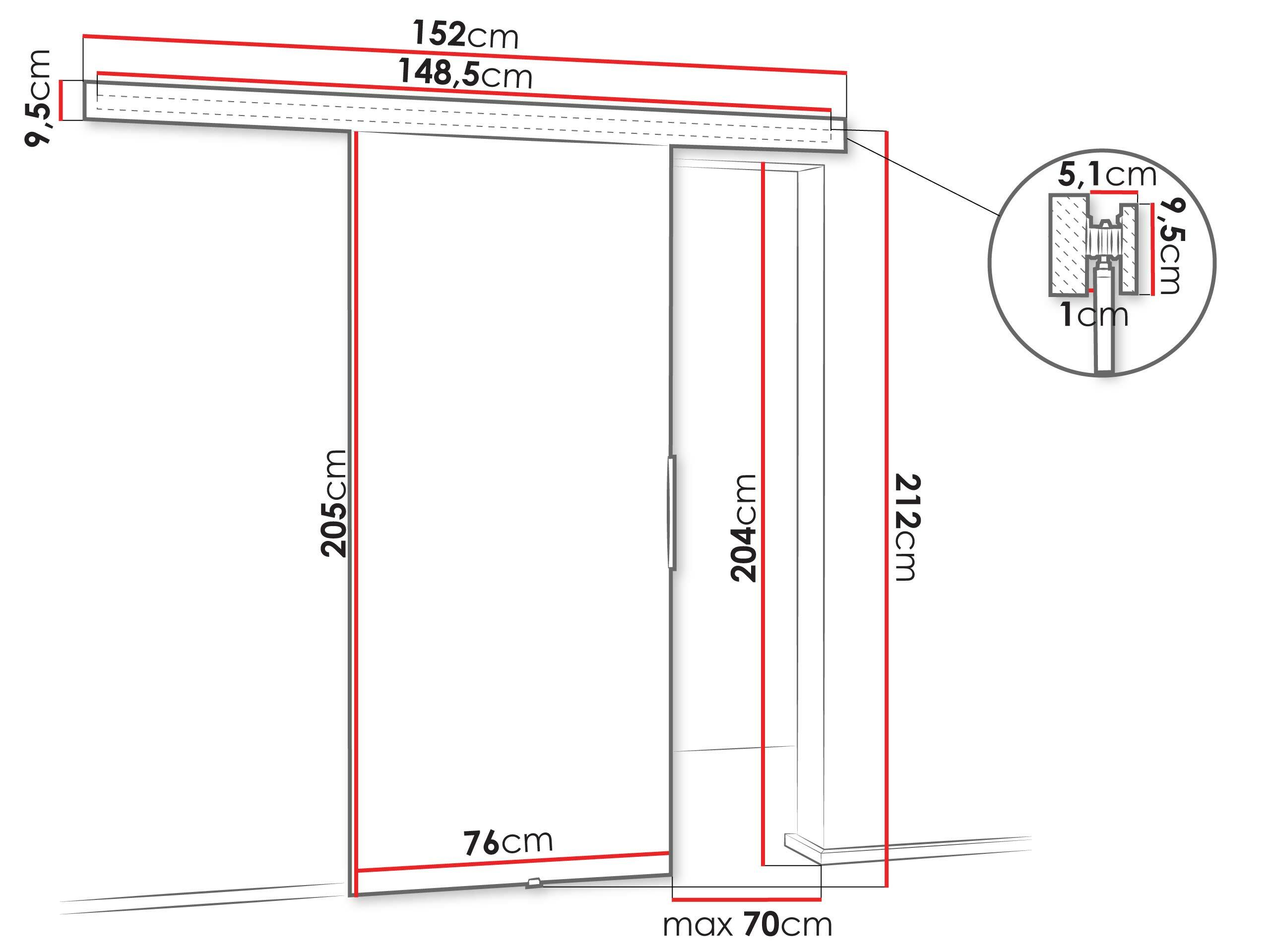 Skydedør Dover 217 (Sonoma eg)