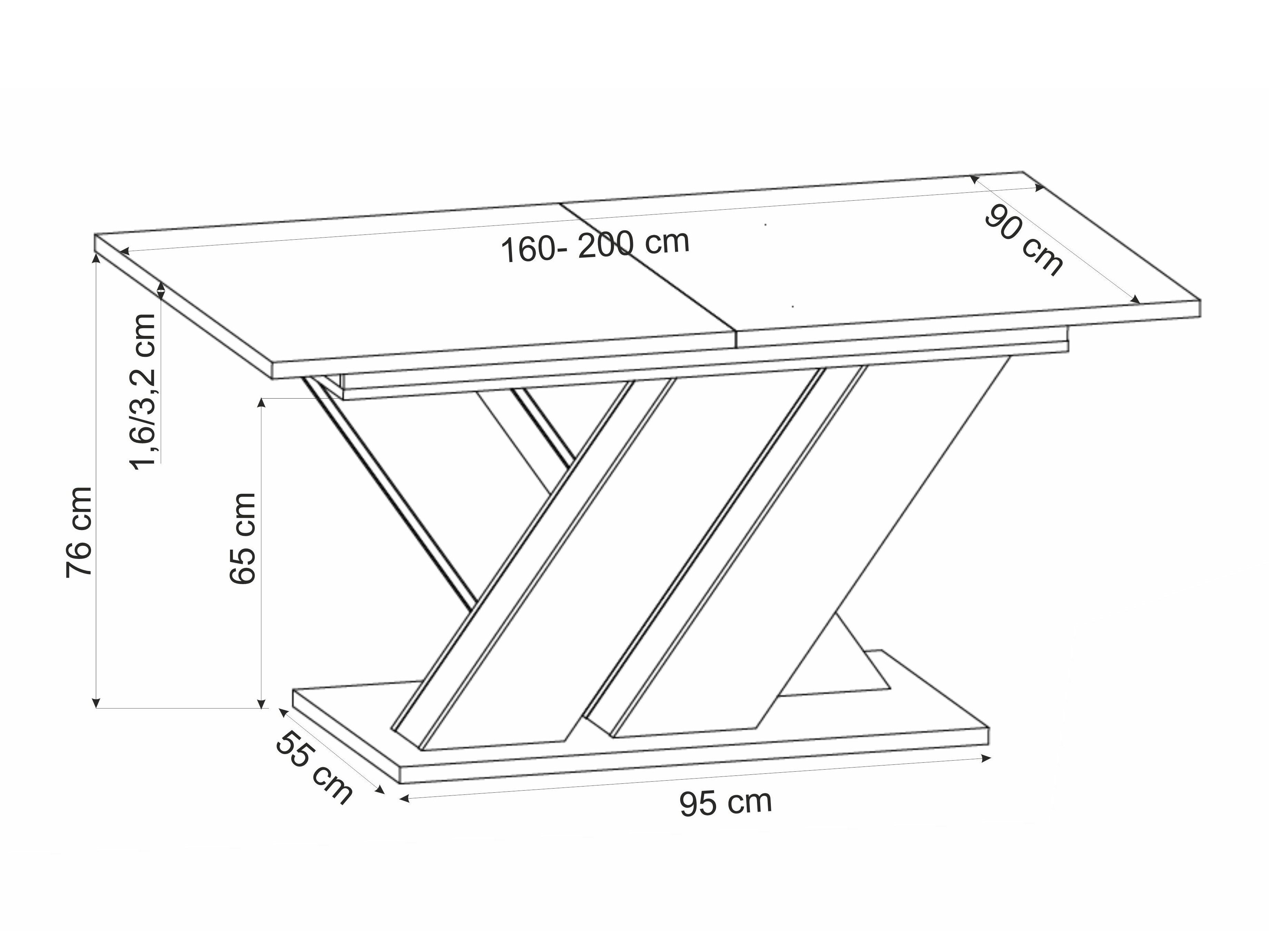 Bord Houston 2091 (Wotan eg + Sort)