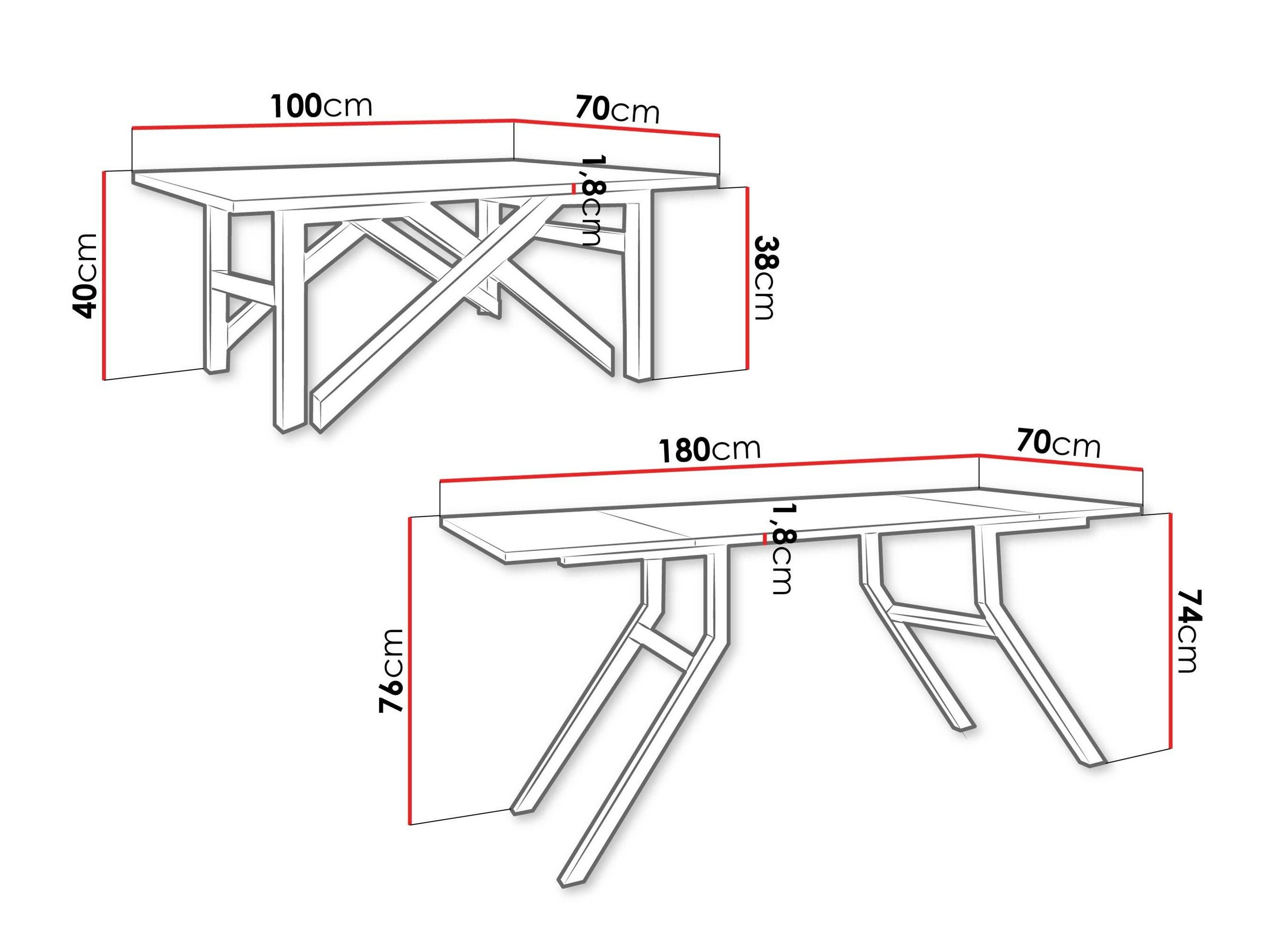 Transformeerbare salontafel Oswego 151 (Kasjmier + Zwart)
