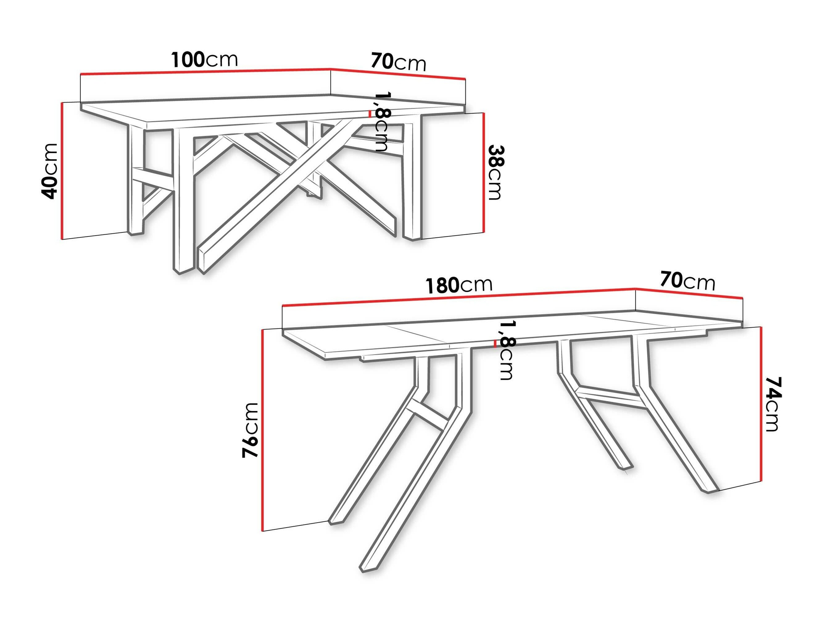 Transformeerbare salontafel Oswego 151 (Wit marmer + Zwart)