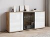 Dressoir Torcame 102 (Wotan eik + Glanzend wit)