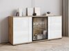 Dressoir Torcame 102 (Wotan eik + Glanzend wit)