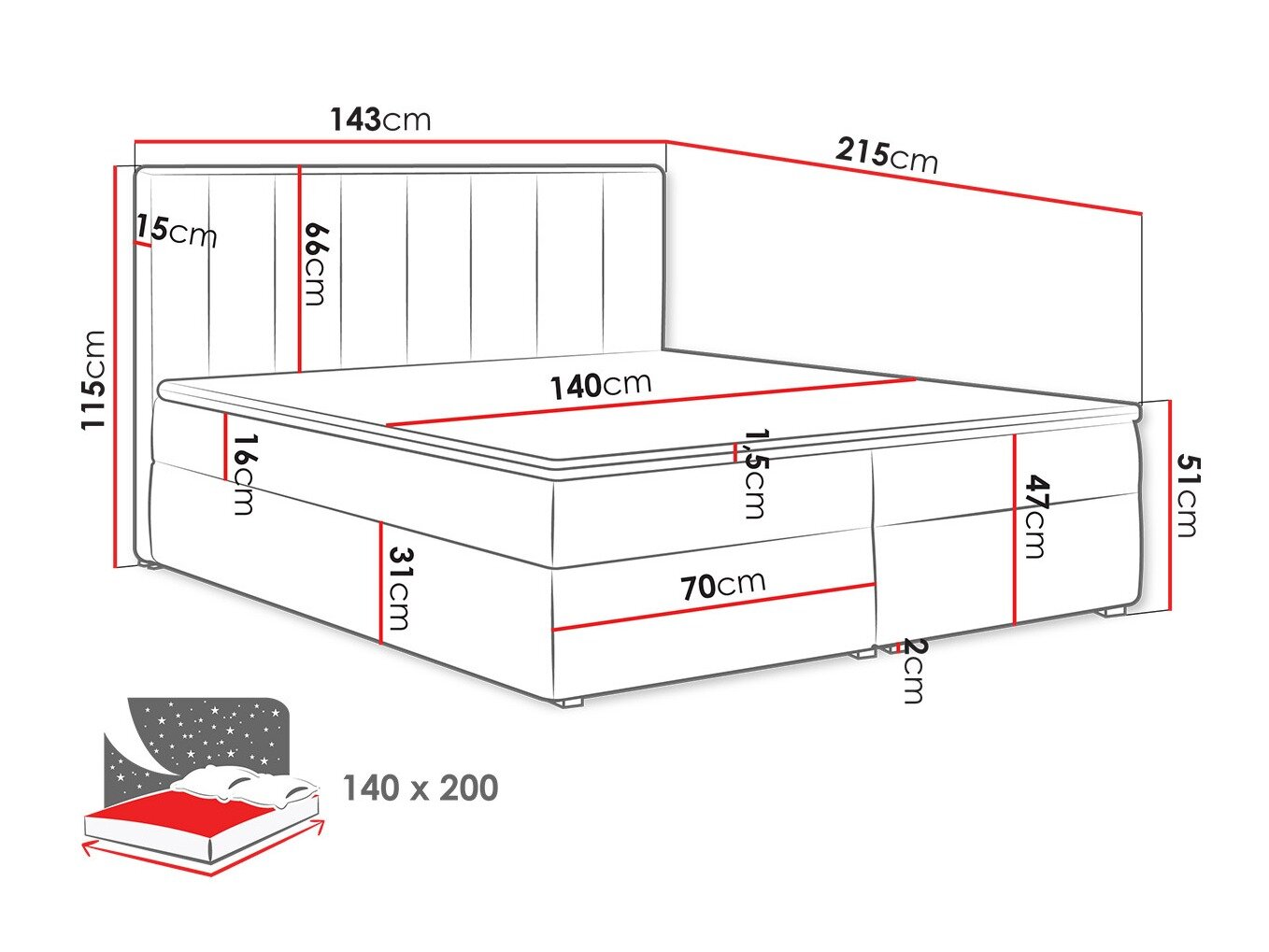 Boxspring Pomona 116 (Magic fluweel 2206)