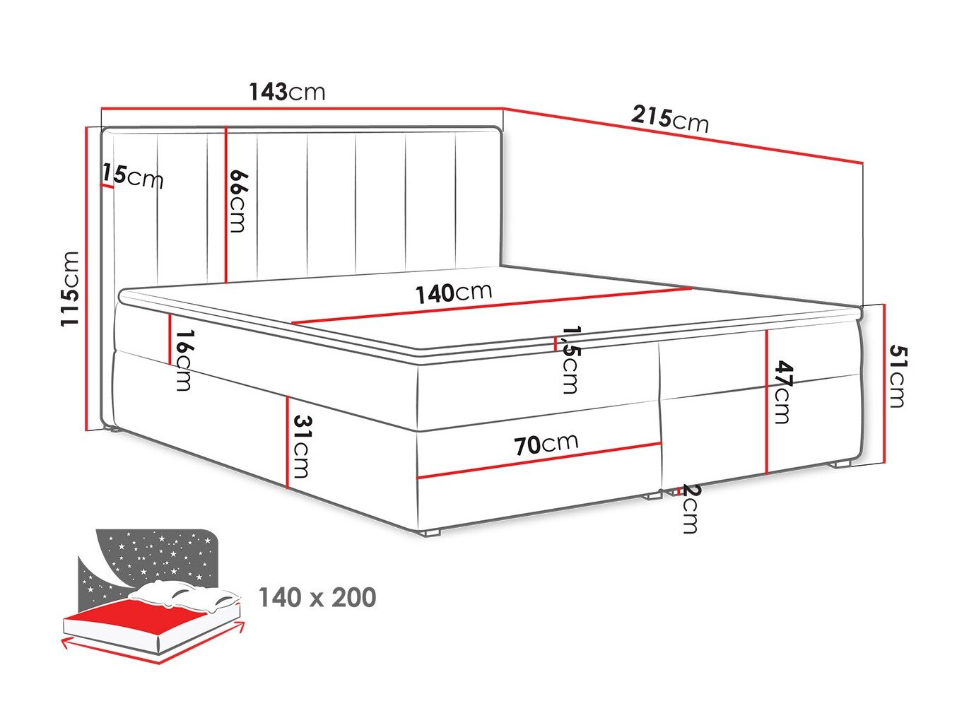 Boxspring Pomona 116 (Magic fluweel 2213)