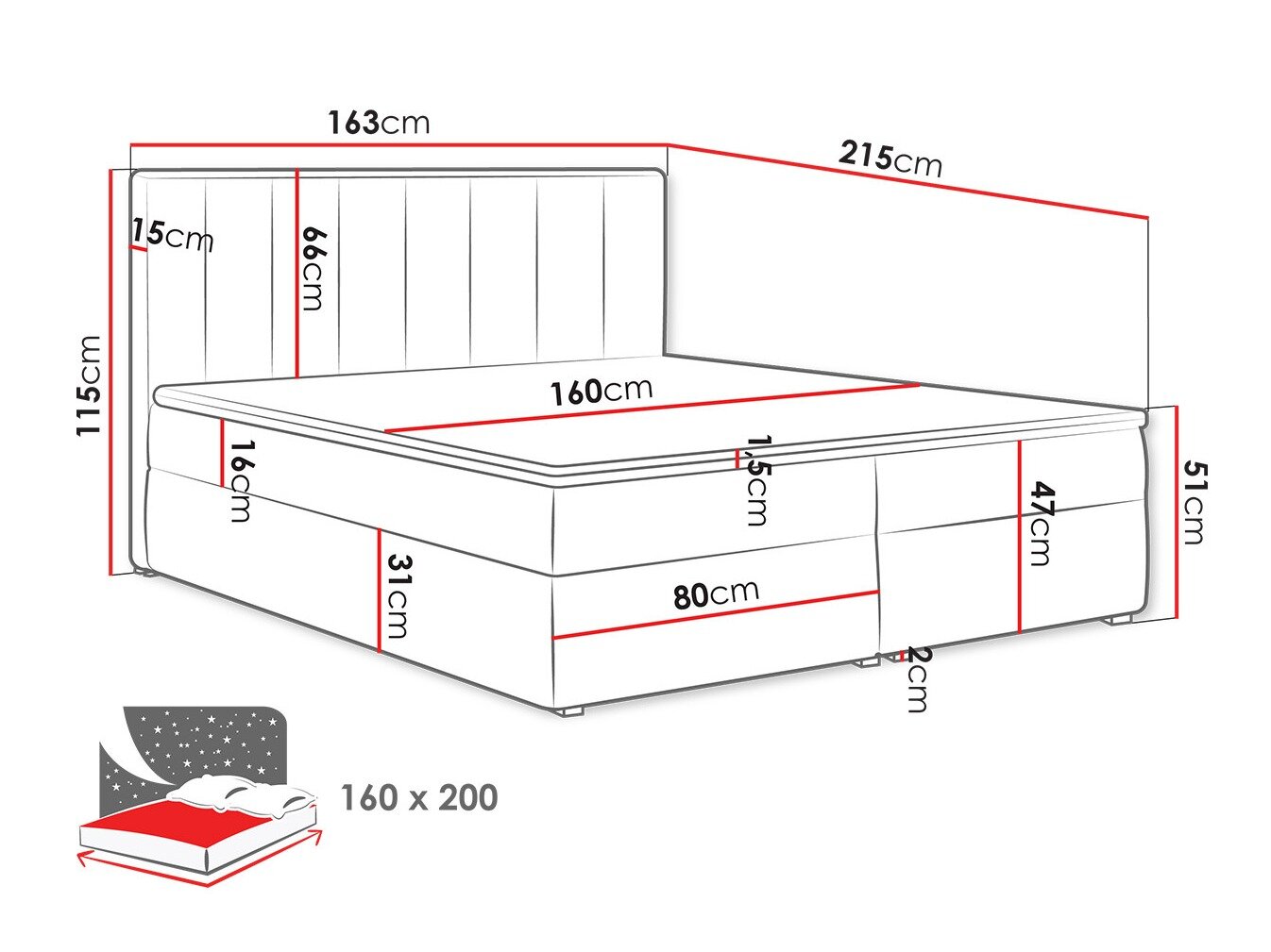 Boxspring Pomona 116 (Magic fluweel 2213)
