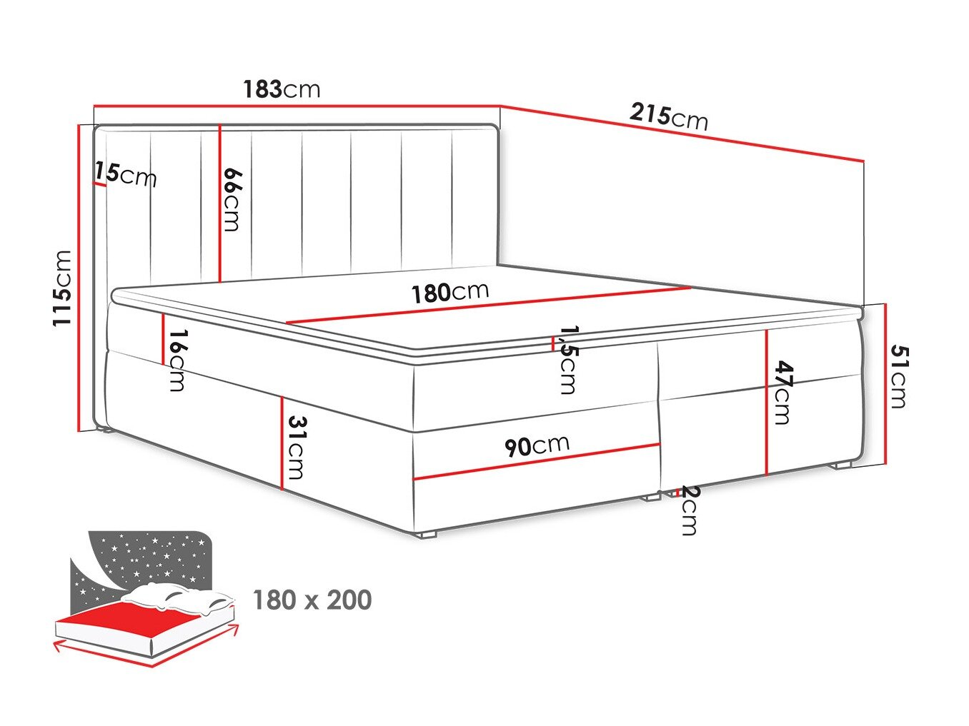 Boxspring Pomona 116 (Magic fluweel 2213)
