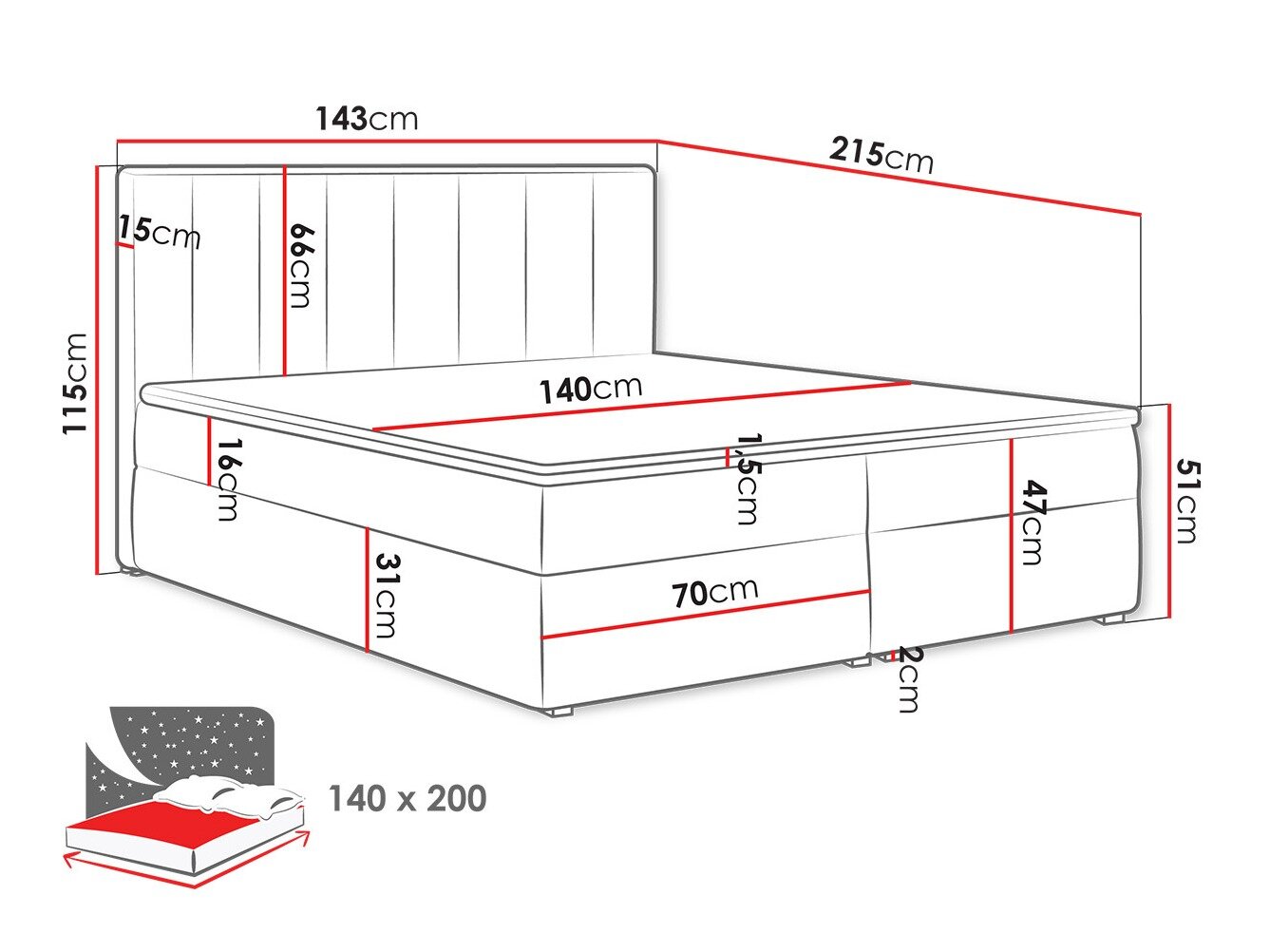 Boxspring Pomona 116 (Magic fluweel 2216)