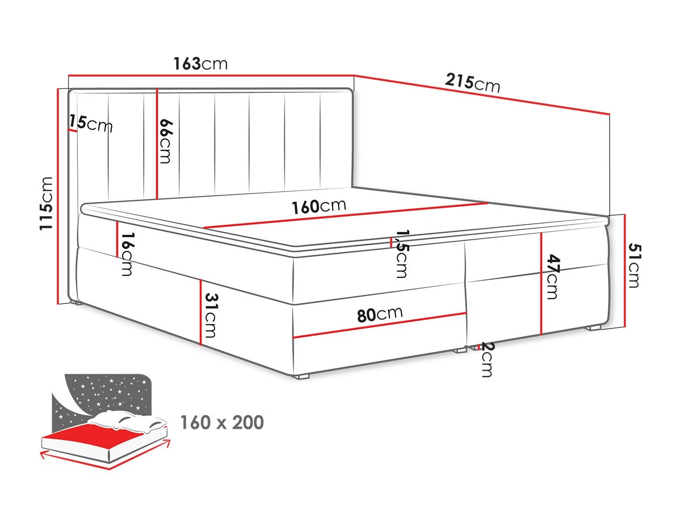 Boxspring Pomona 116 (Magic fluweel 2216)