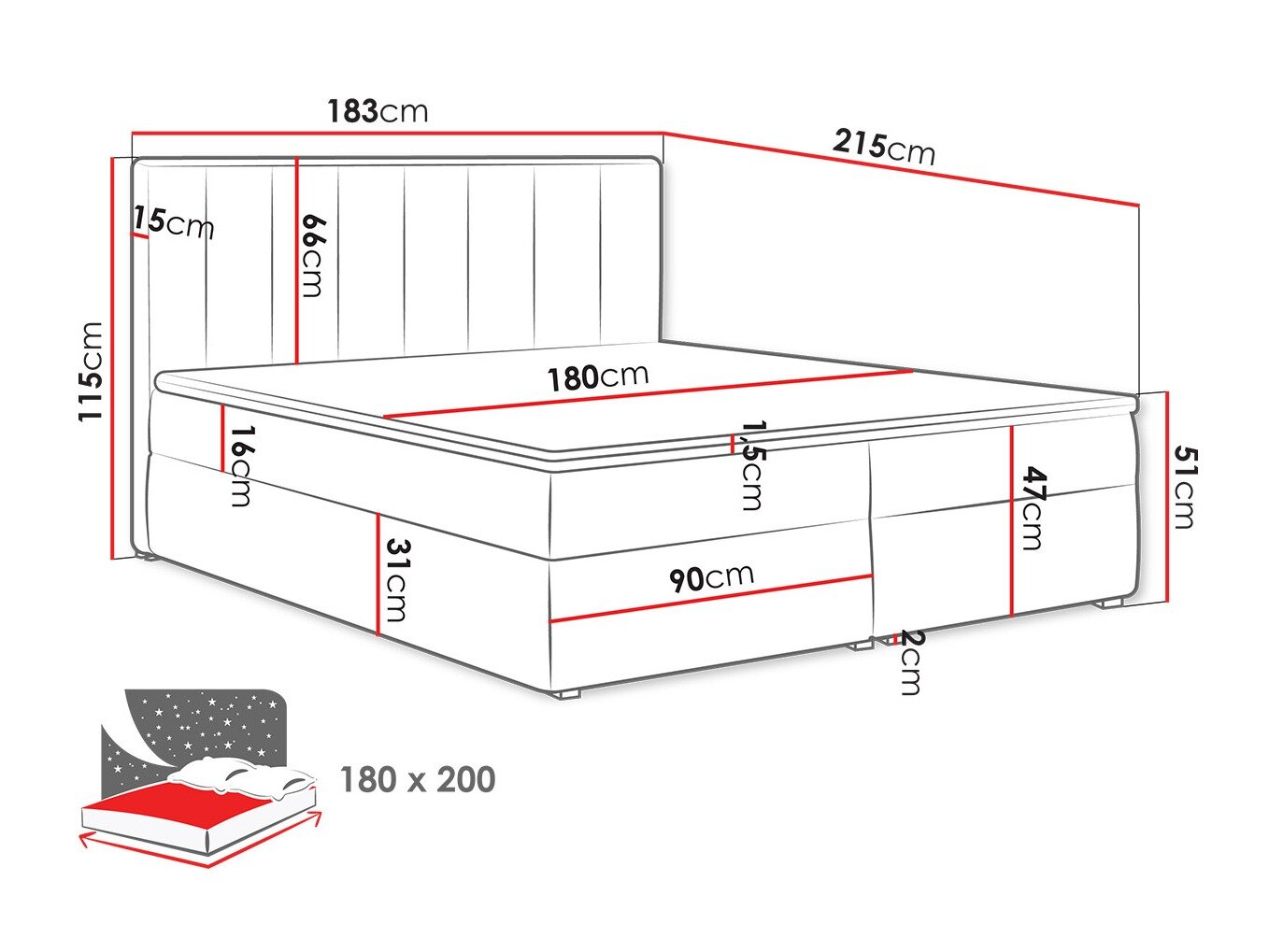 Boxspring Pomona 116 (Magic fluweel 2216)