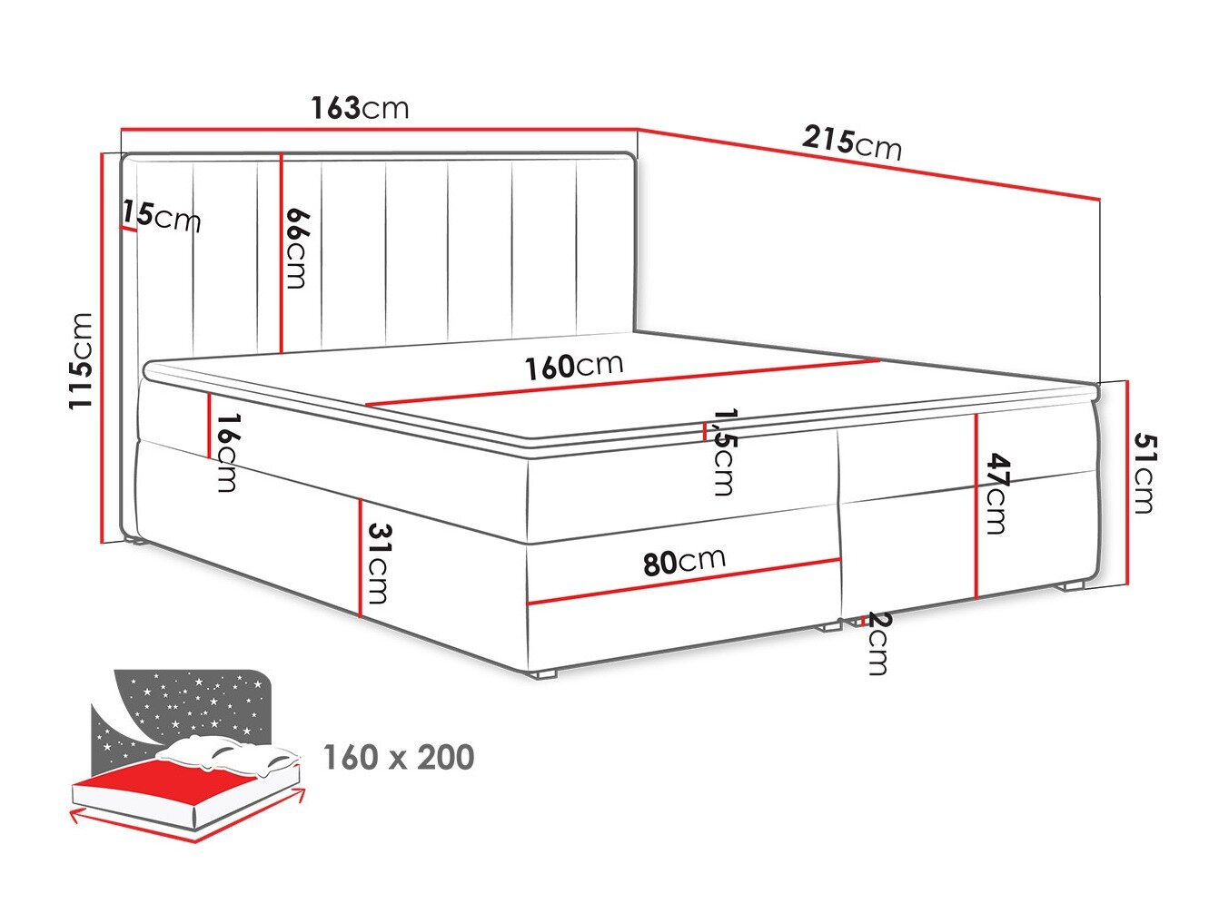 Boxspring Pomona 116 (Magic fluweel 2217)